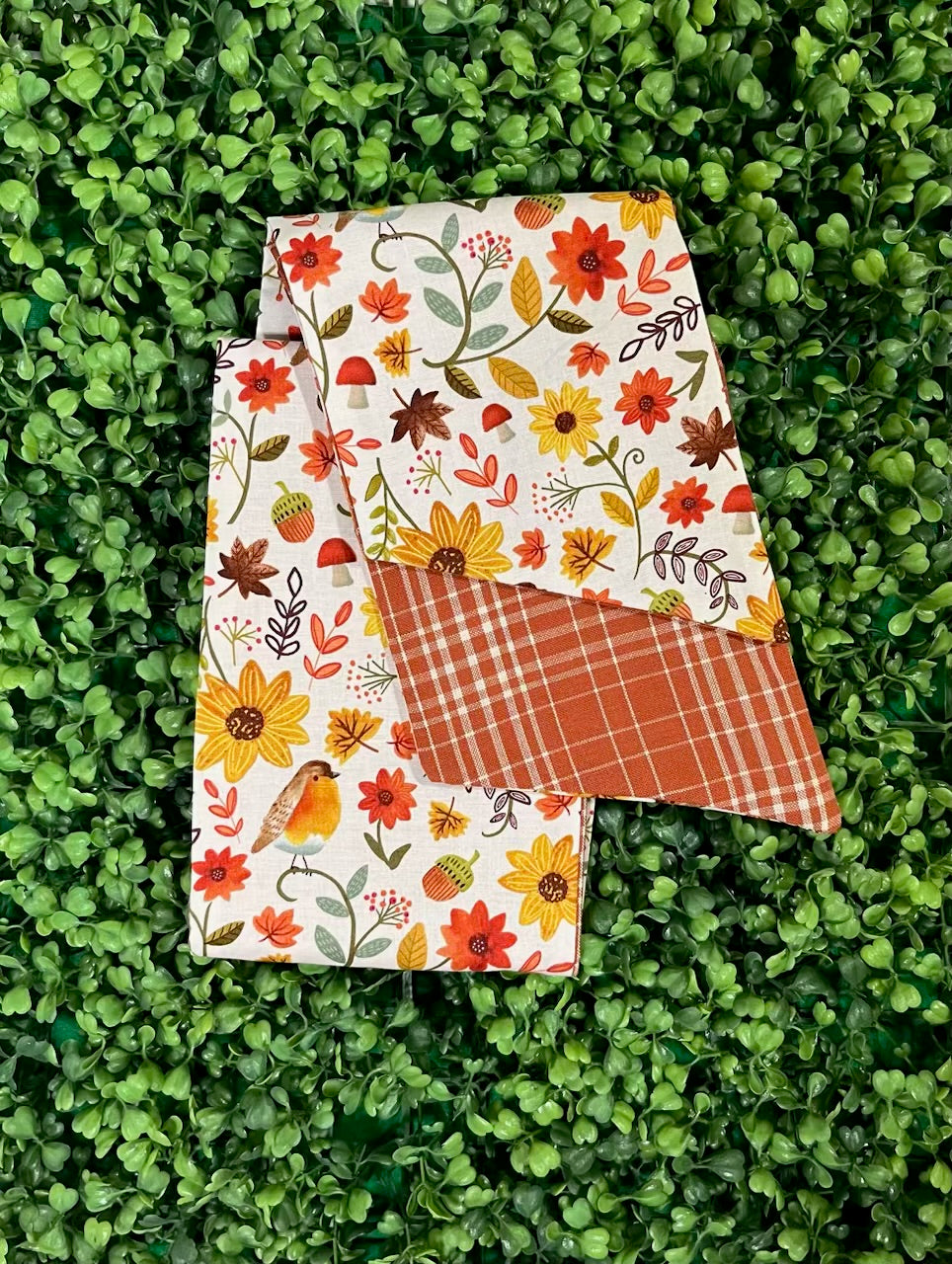 Wreath Sash - Fall Floral and Orange Plaid
