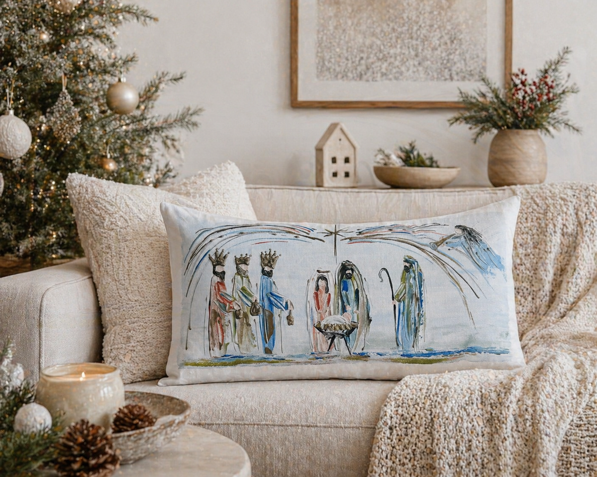 GA Nativity with Angel Lumbar