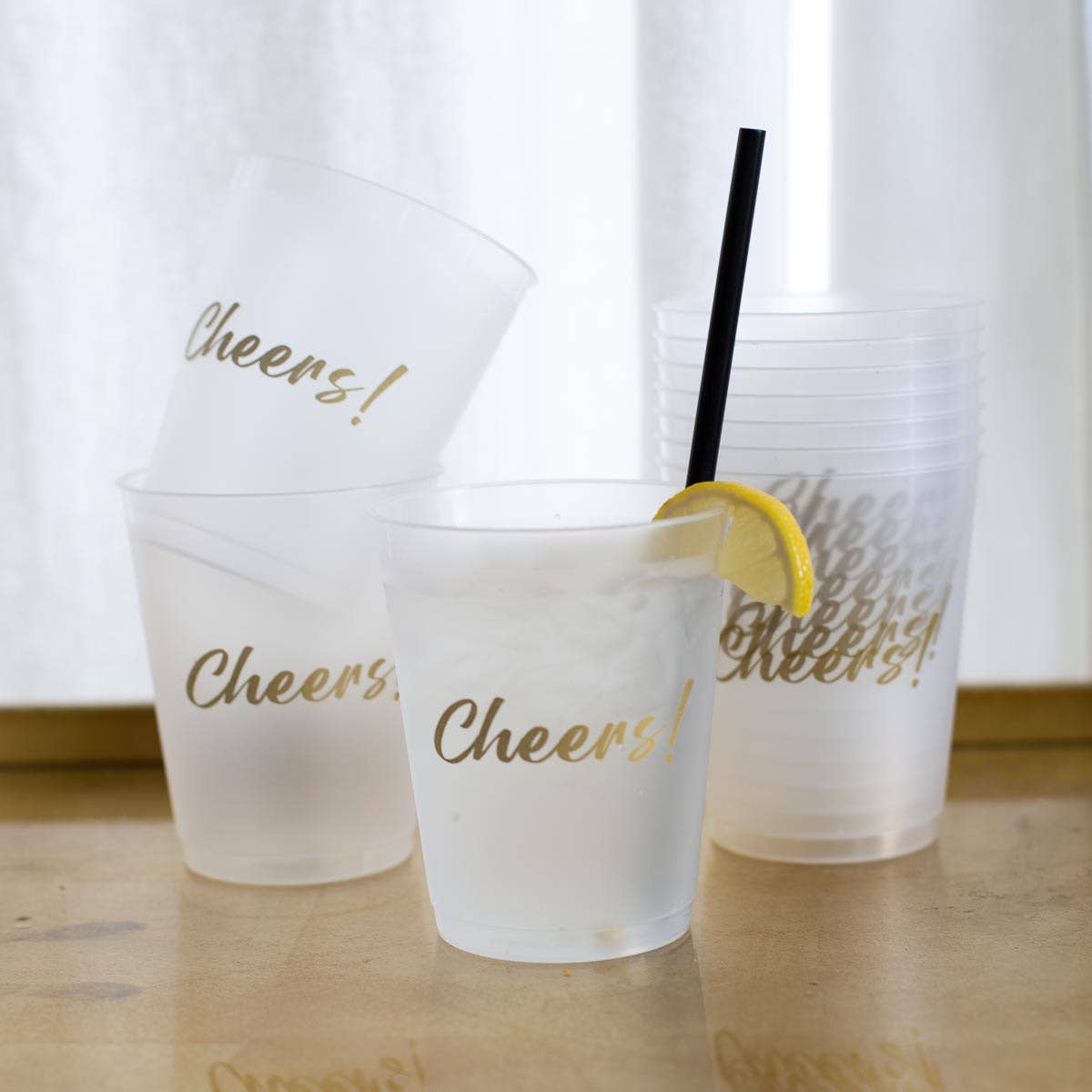 Cheers Party Cups Frosted/Gold 16oz Set of 10