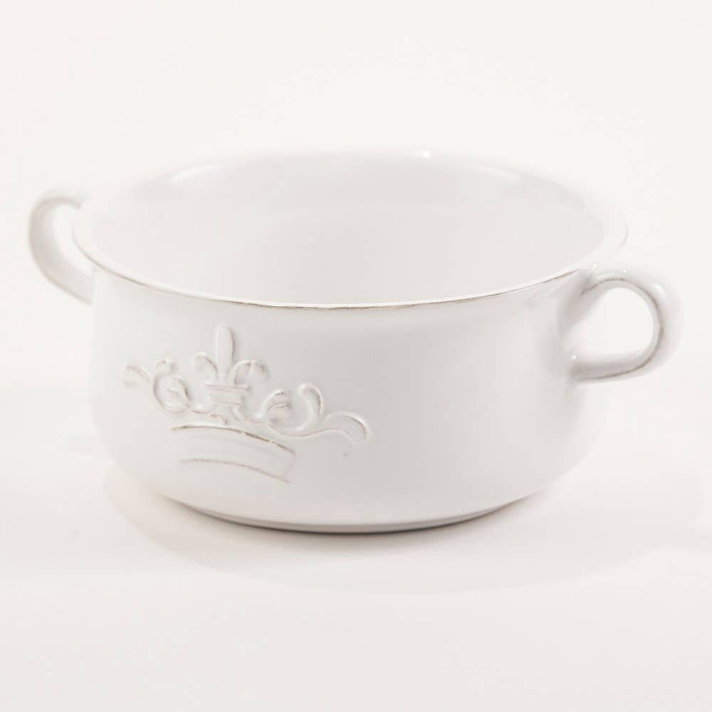 Crown Double Handle Bowl White 7x2.75x5.5