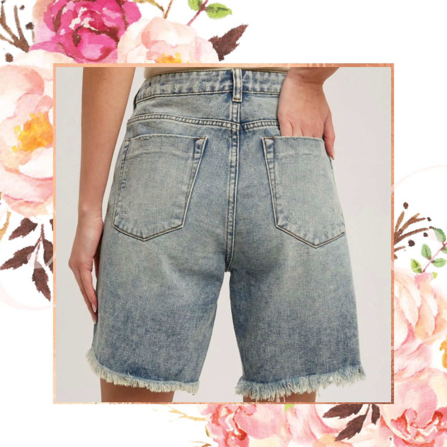 Washed Denim Boyfriend Shorts