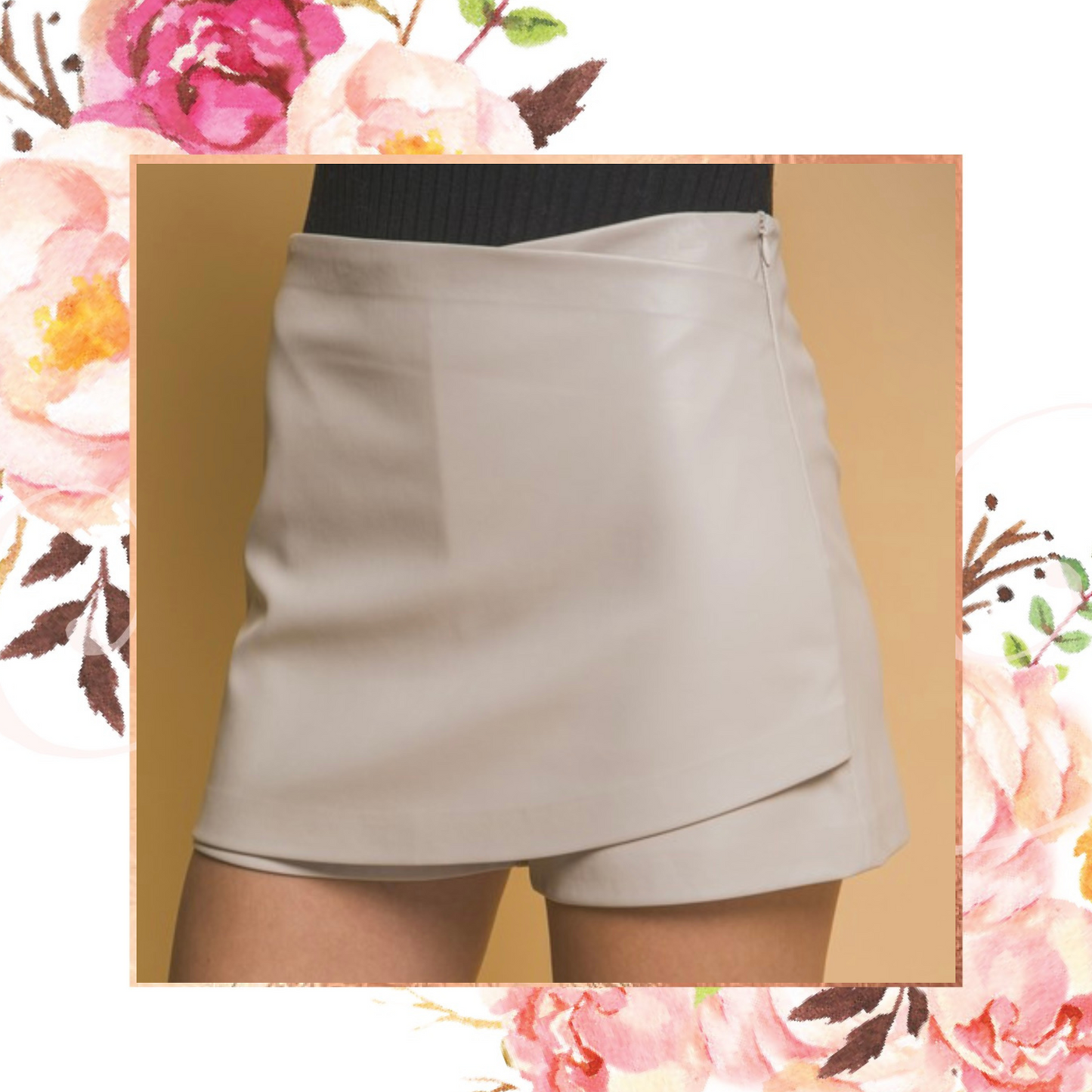Vegan Leather Wrap Skort