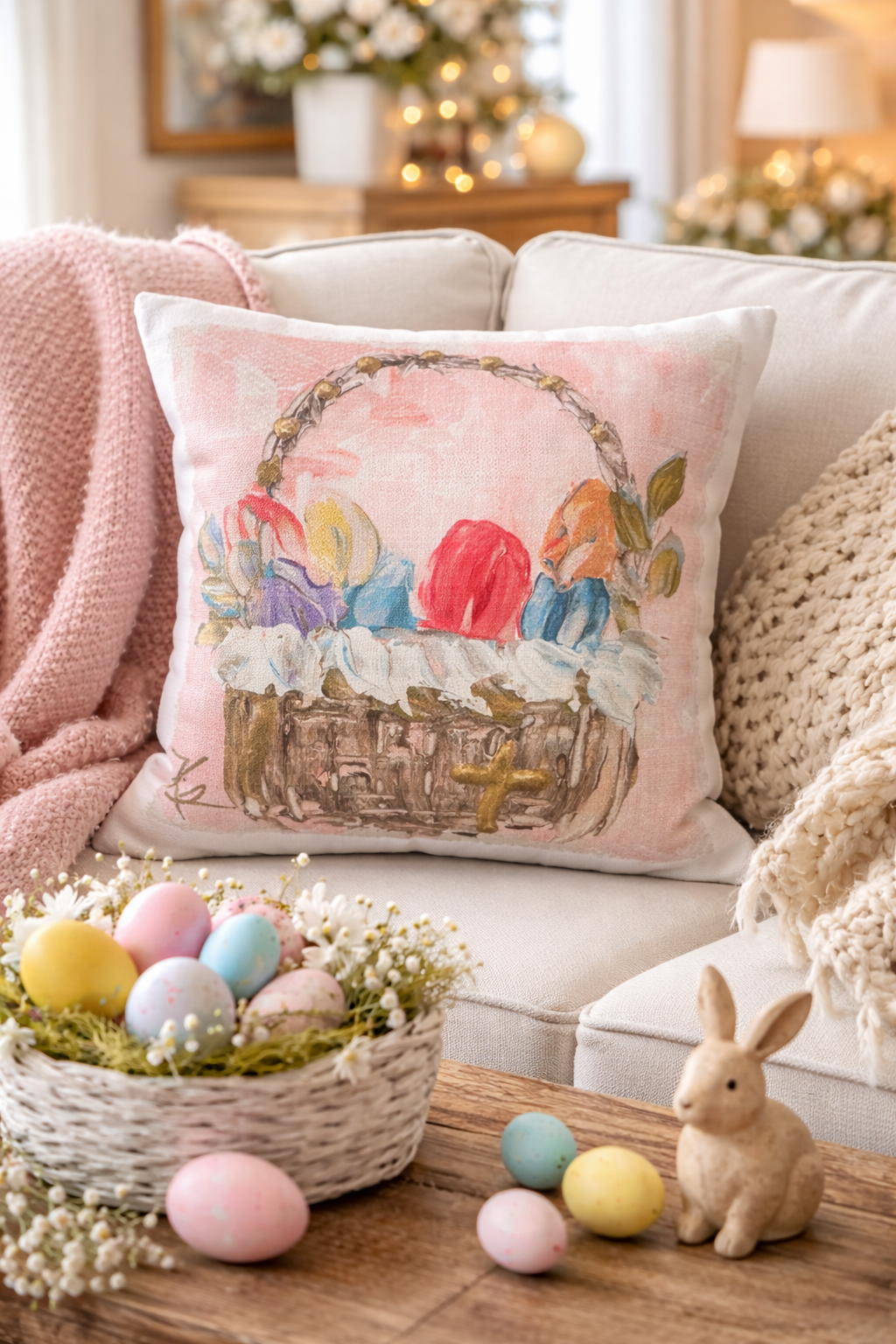 GA Pink Easter Pillow