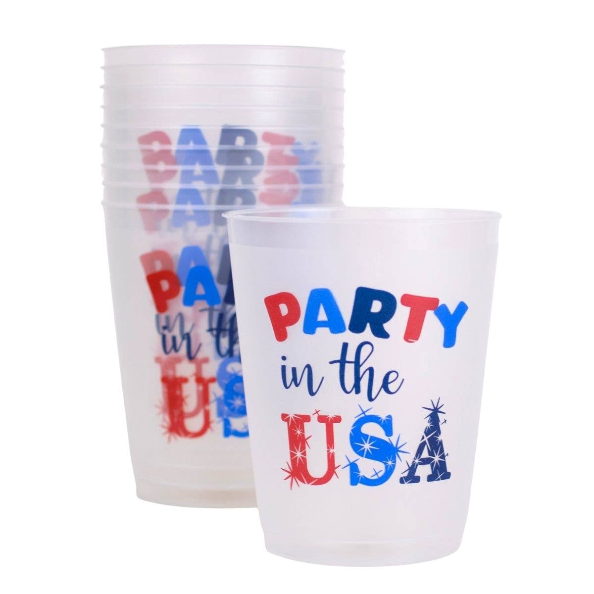 Party in the USA Party Cups Frosted/Red/Blue 16oz.