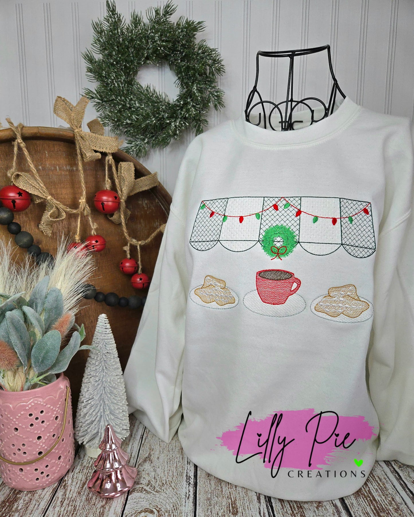 Christmas Beignets Louisiana Embroidered Sweatshirt