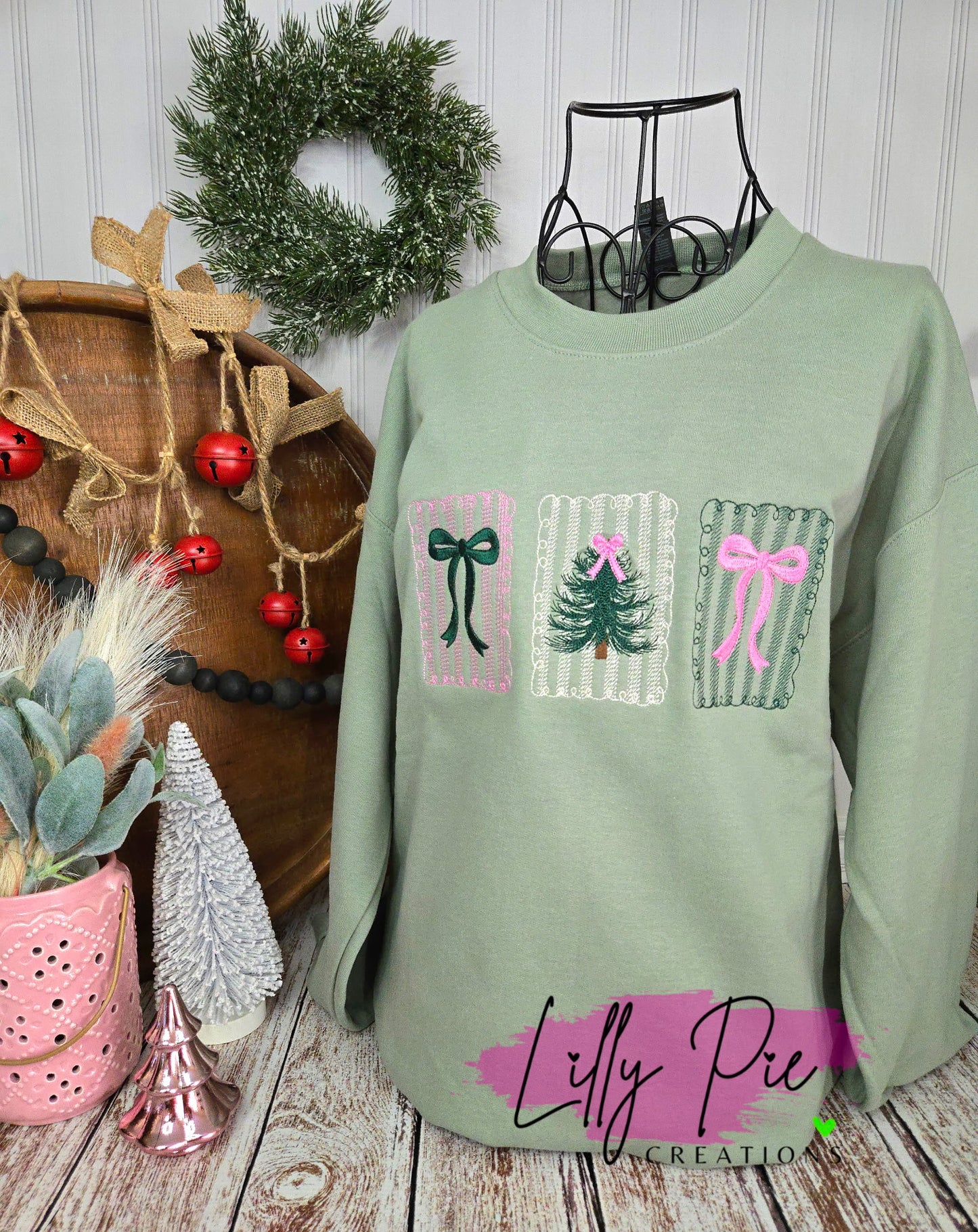 Christmas Stamps Embroidered Sweatshirt