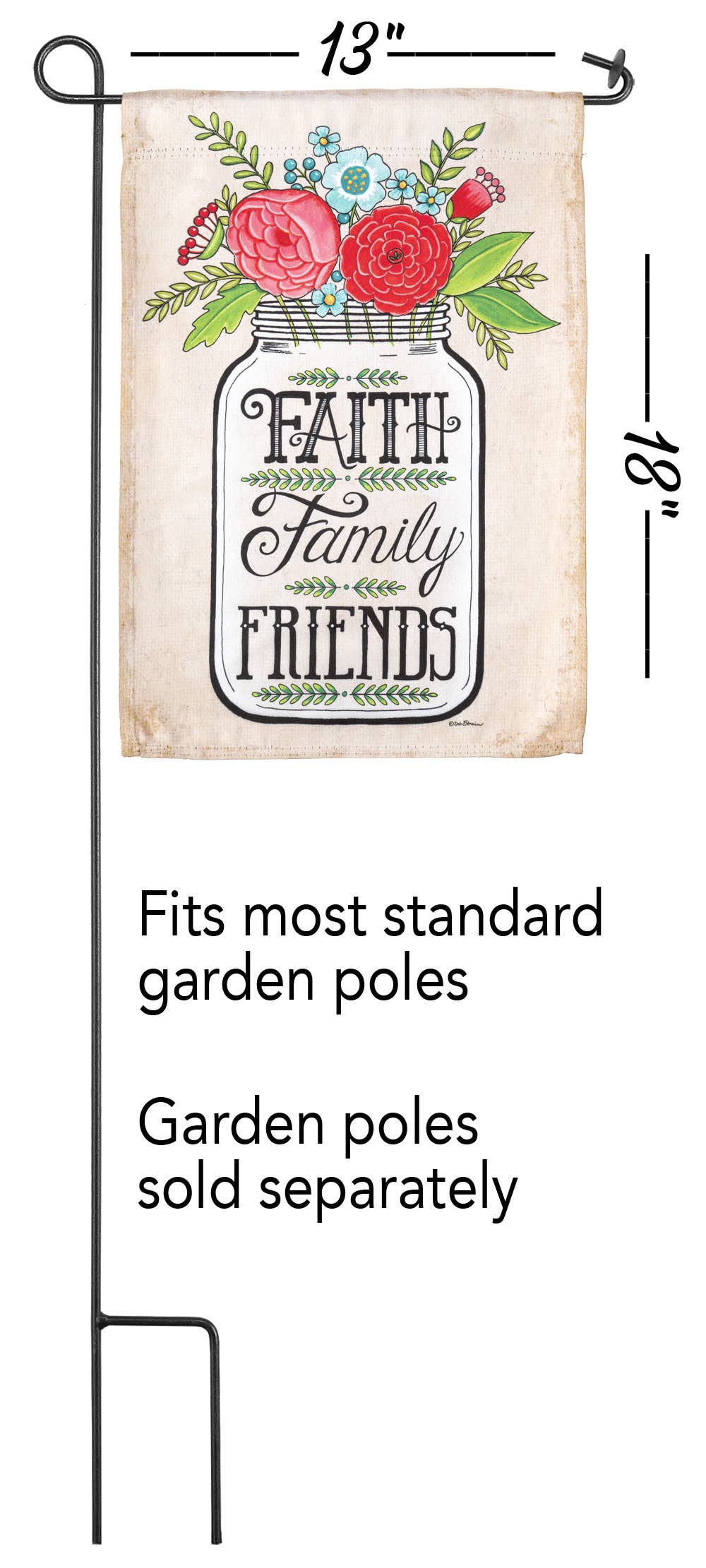 Floral Mason Jar Garden Outdoor Flag