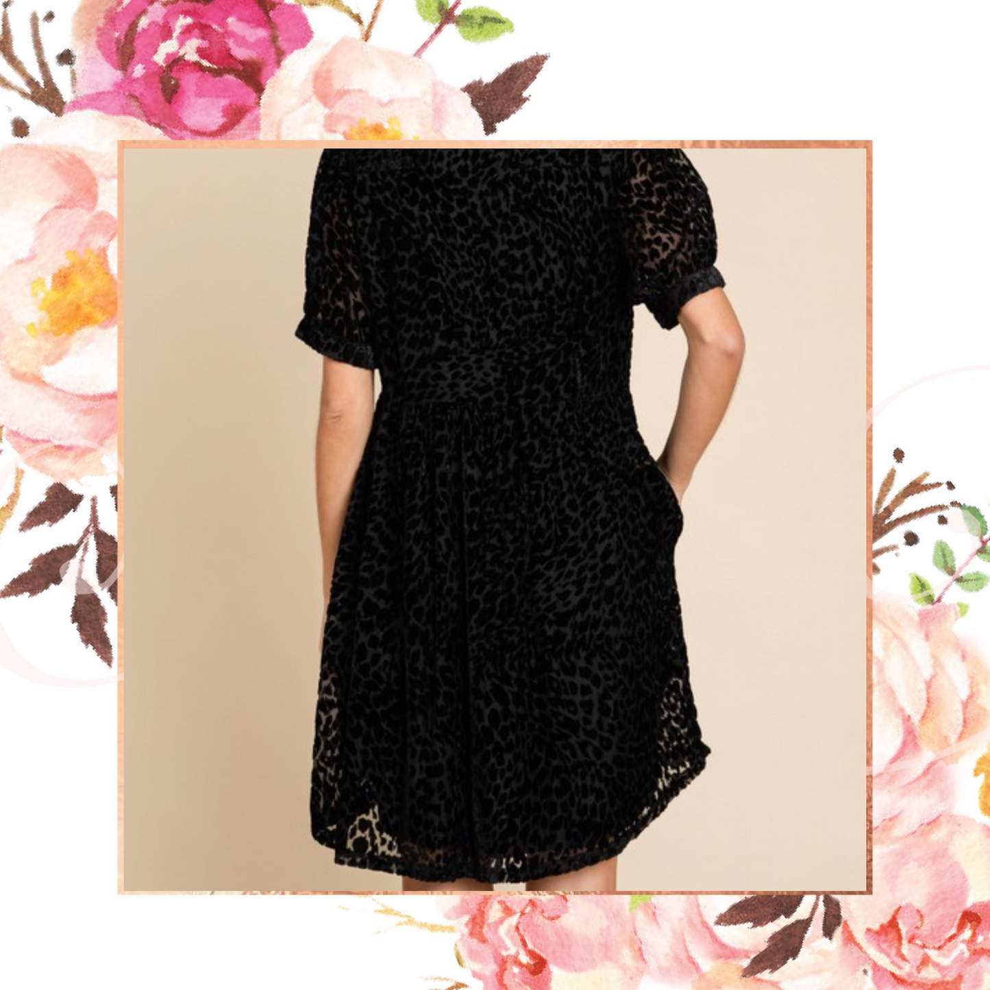 Velvet Leopard Button Down Babydoll Dress