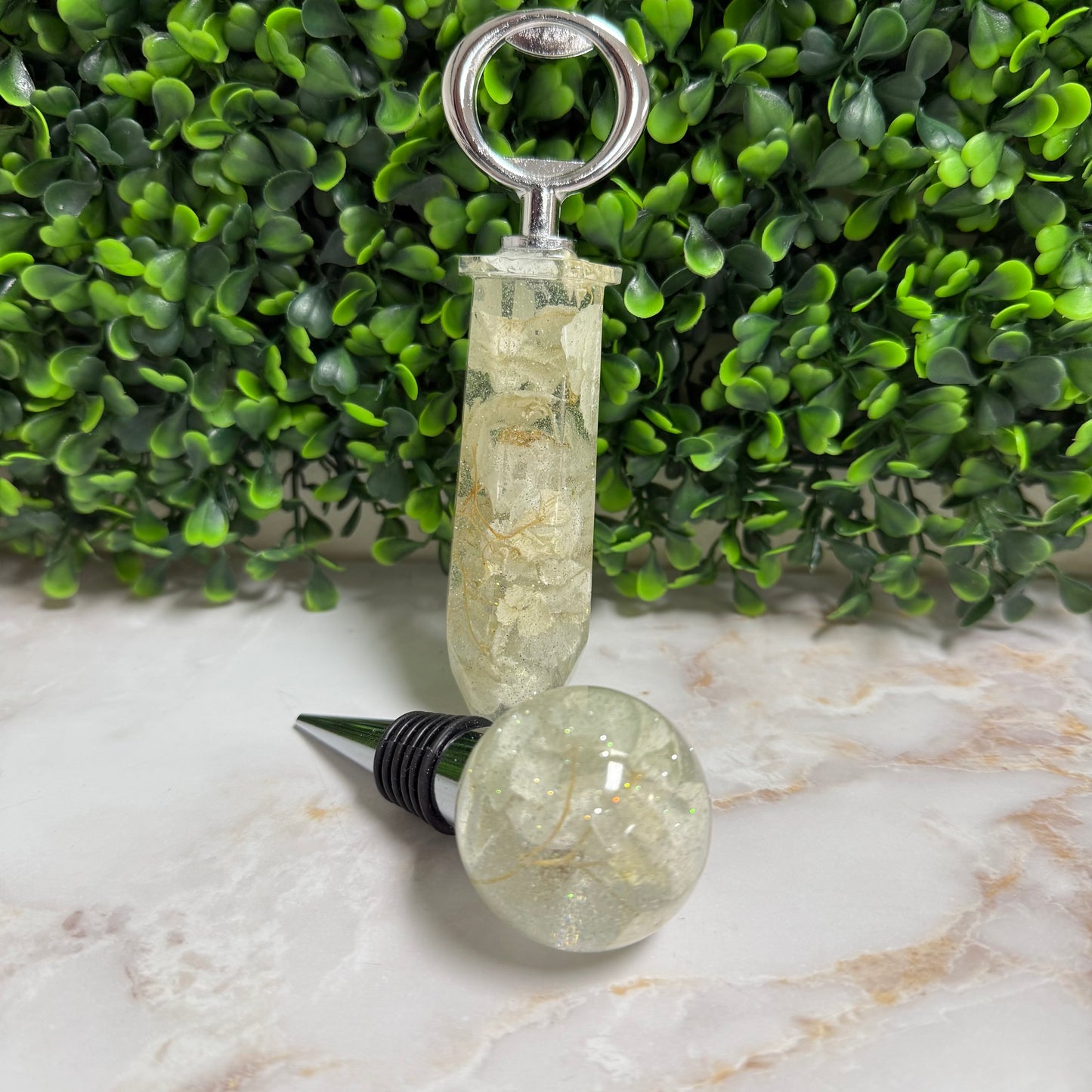 Resin Bottle Opener and Wine Stopper Set