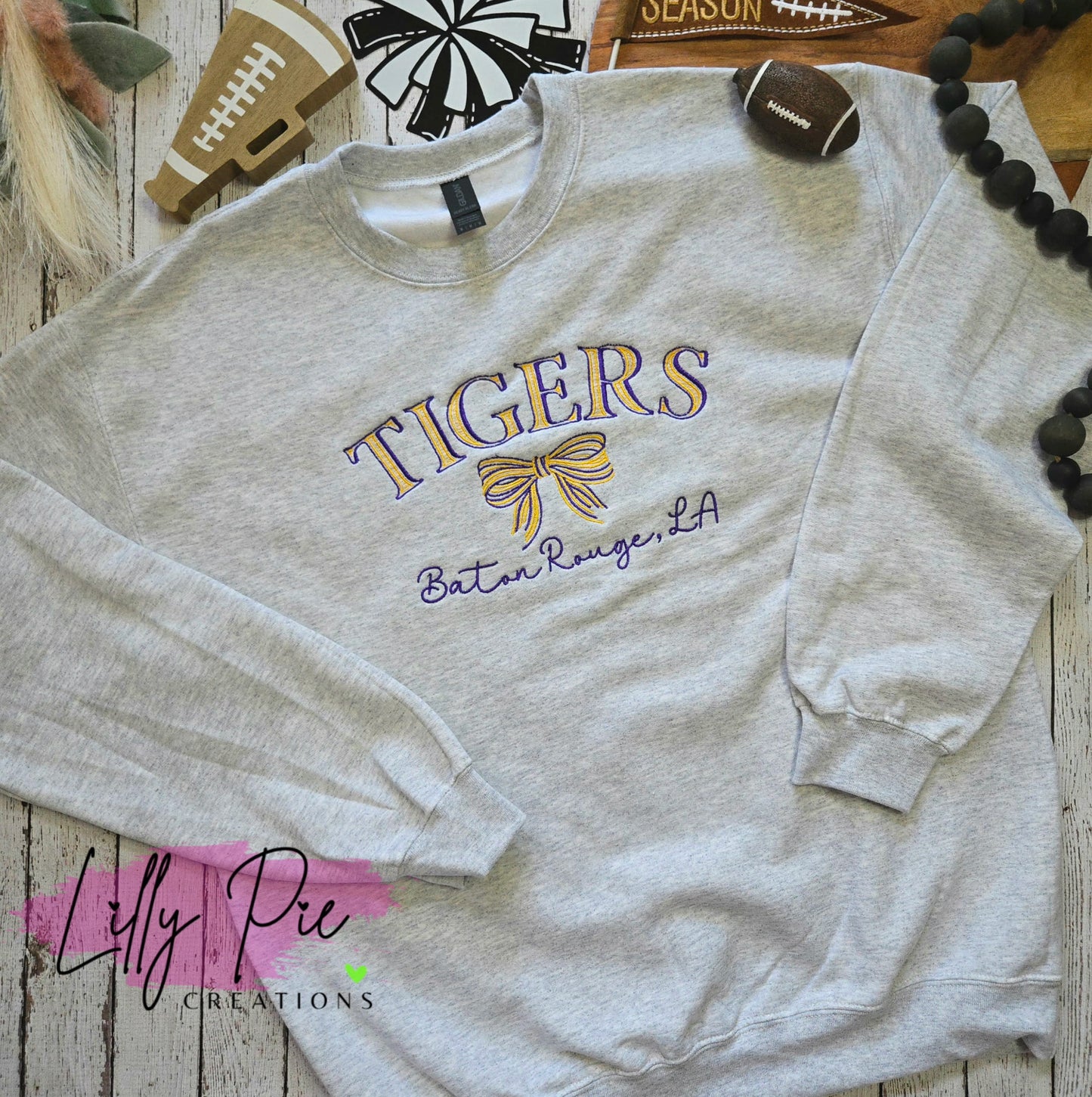 Tigers Bow Embroidered Sweatshirt