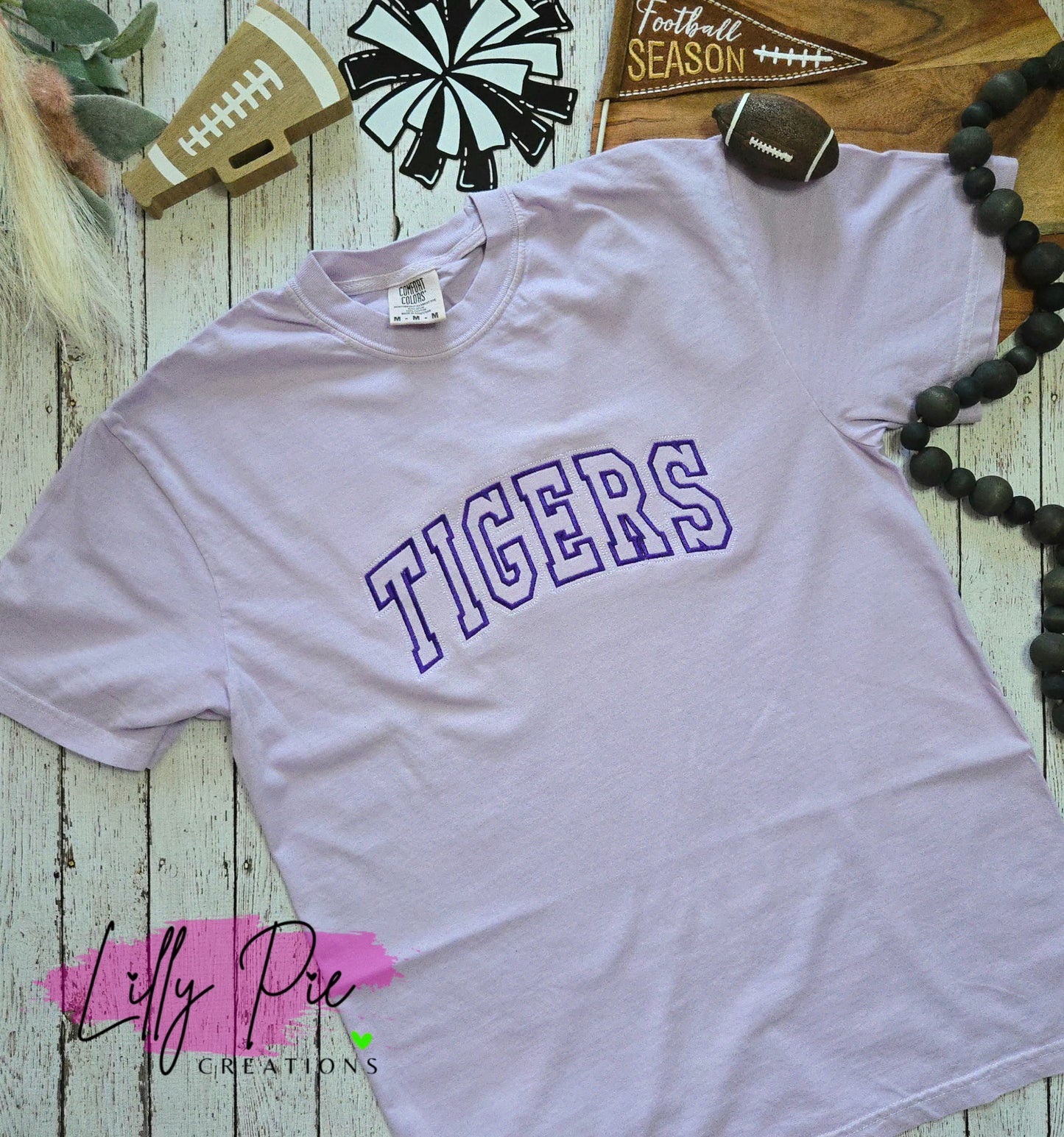 Embroidered Arched Tigers Comfort Colors Tee