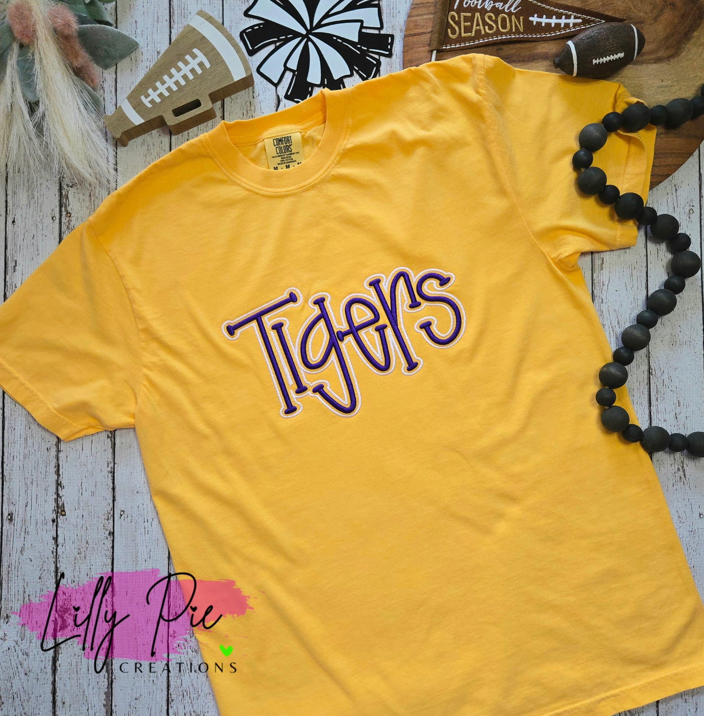 Puff Embroidered Tigers Comfort Colors T-shirt