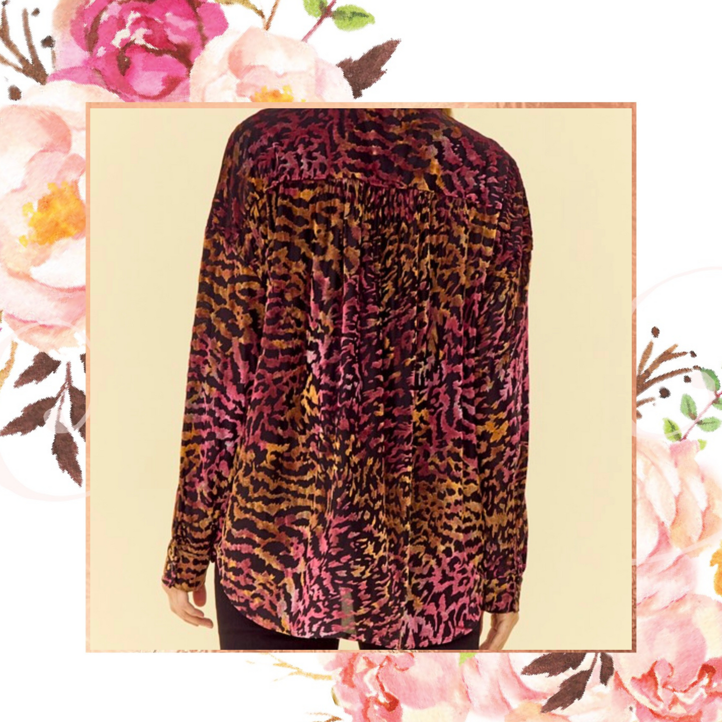 Velvet Burnout Animal Print Button Down Top