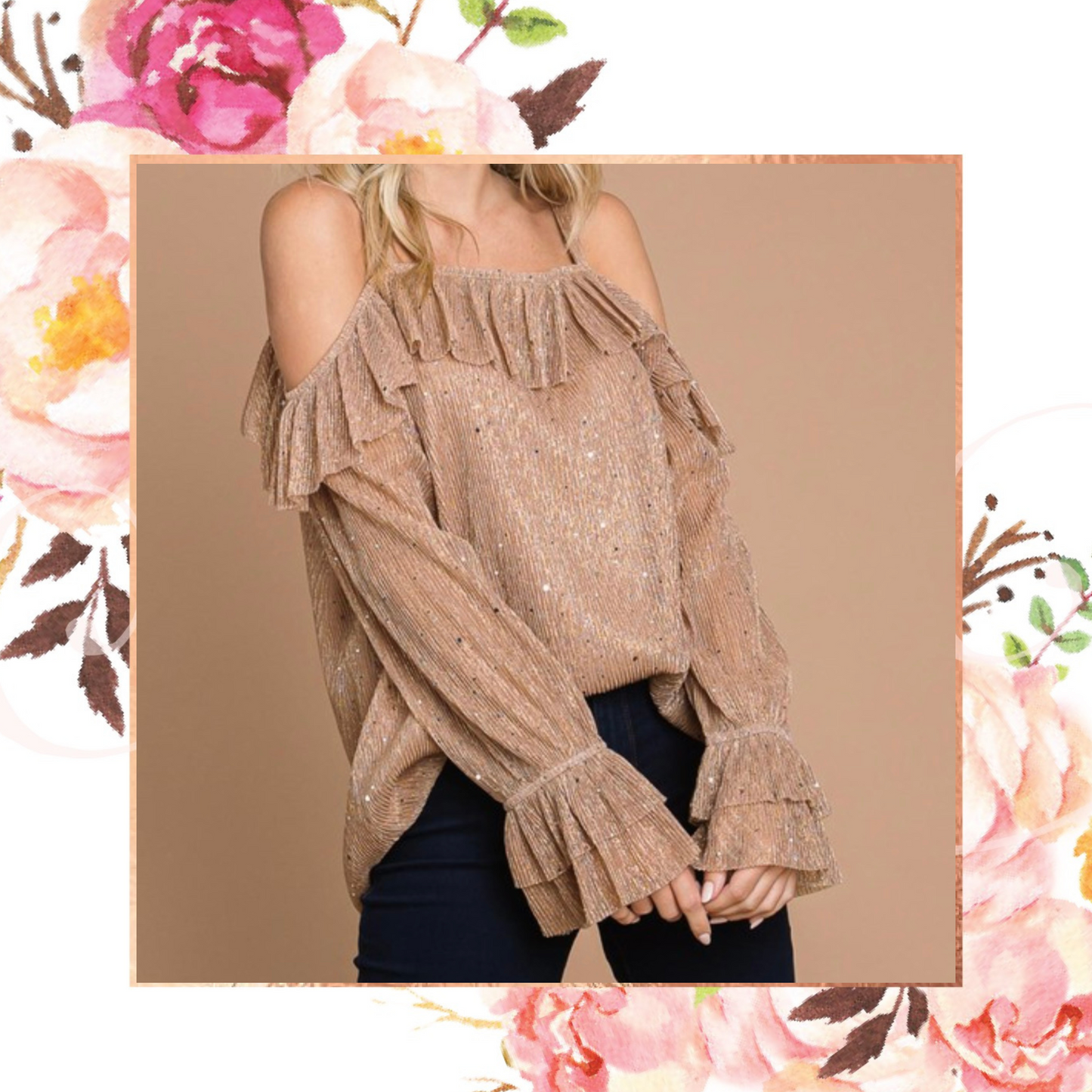 Rose Ruffle Sparkle Top