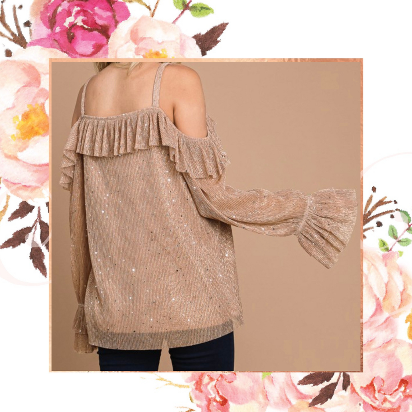 Rose Ruffle Sparkle Top