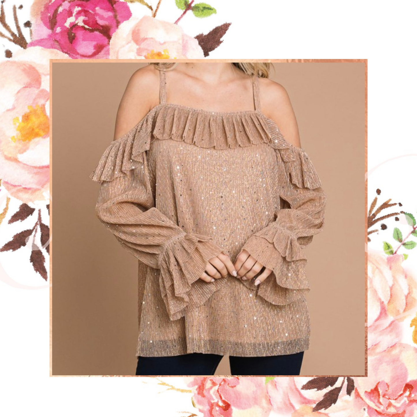 Rose Ruffle Sparkle Top