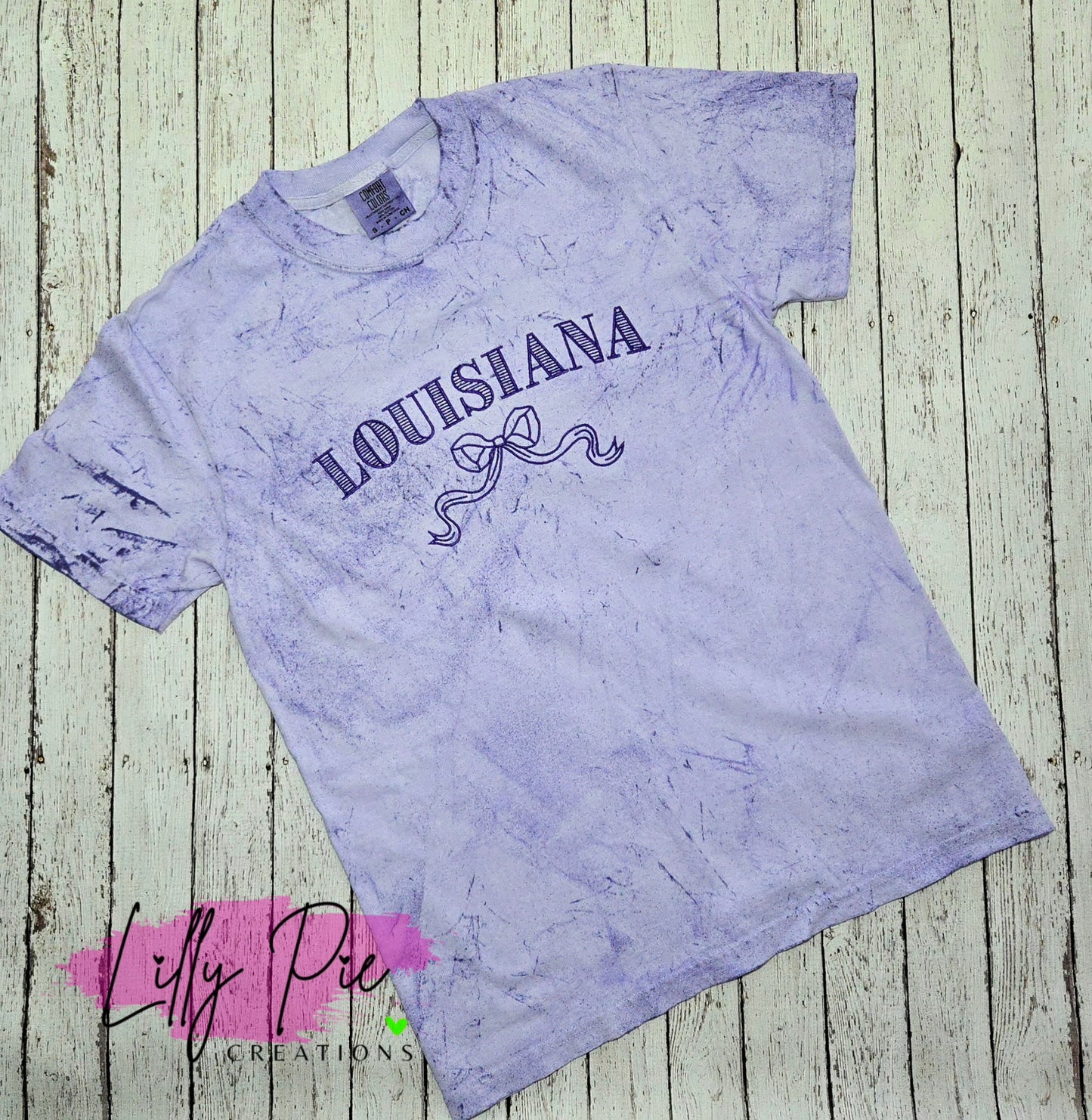 Purple Louisiana Bow Embroidered T-Shirt