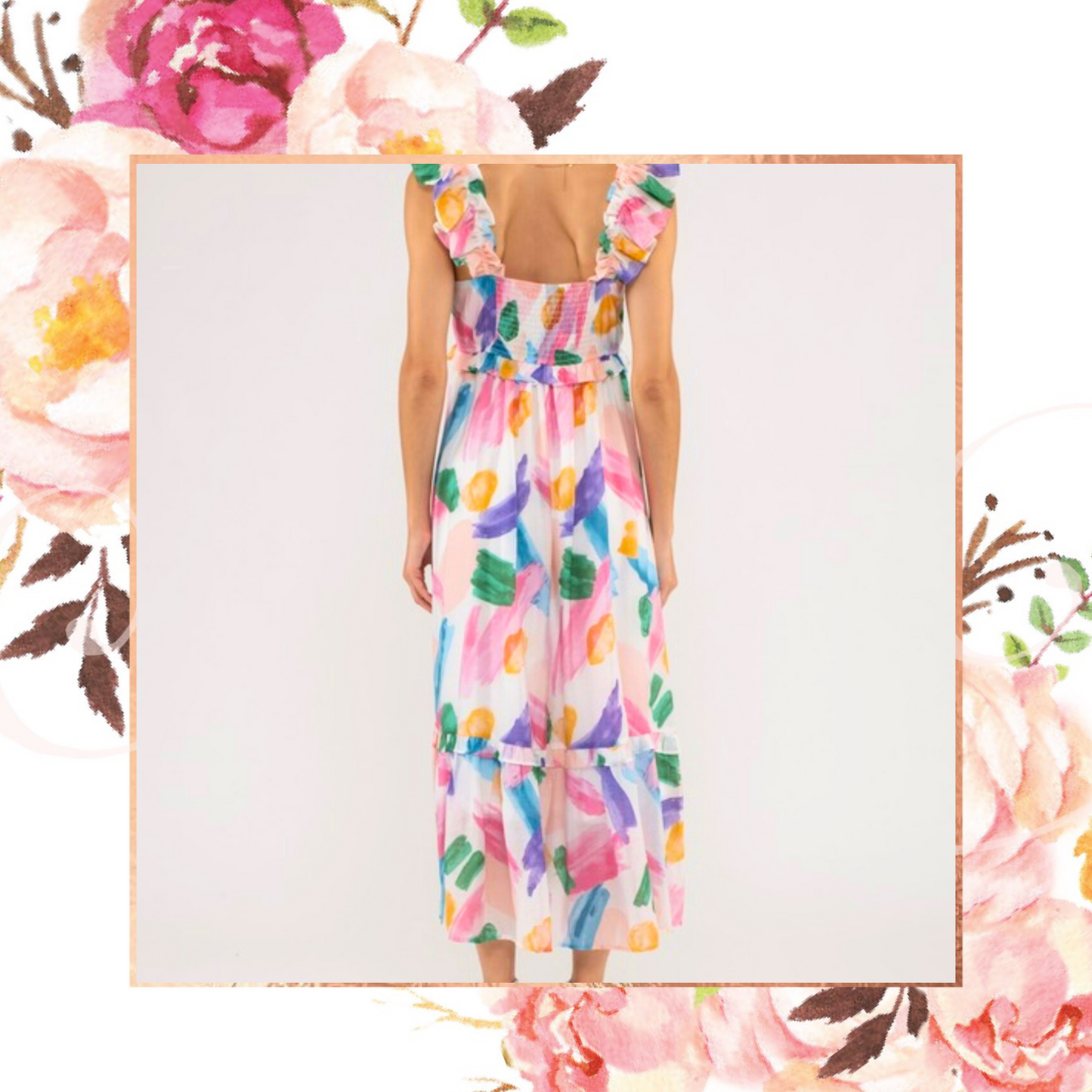 Watercolor Brushstroke Midi Dress