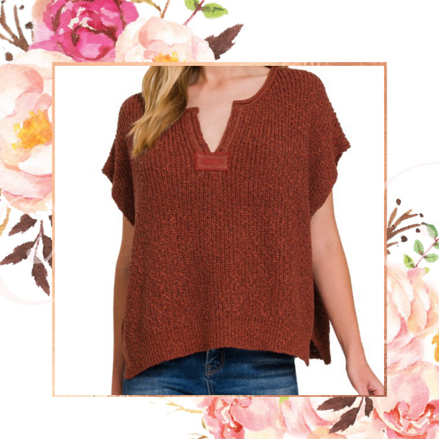 Split Neck Side Slit Pullover