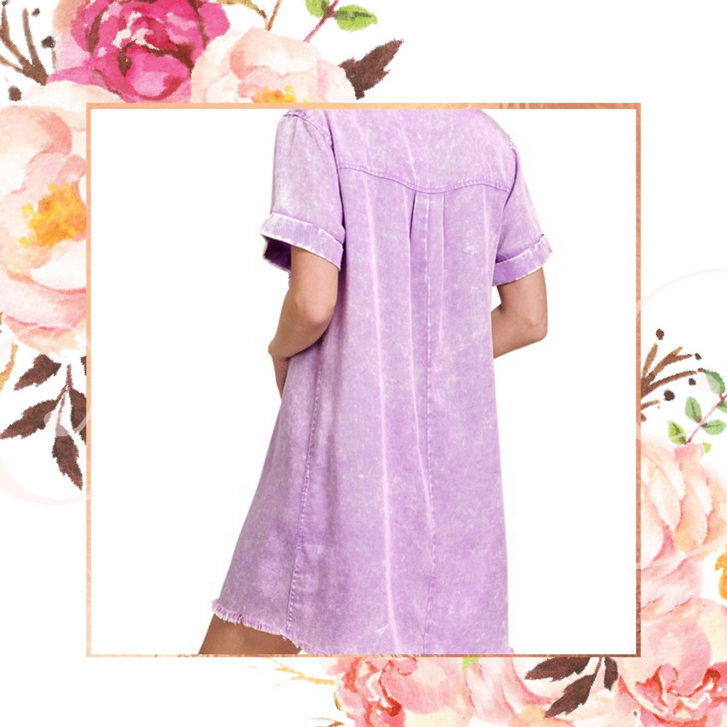 Tencel Mineral Washed Collared Shirt Dress