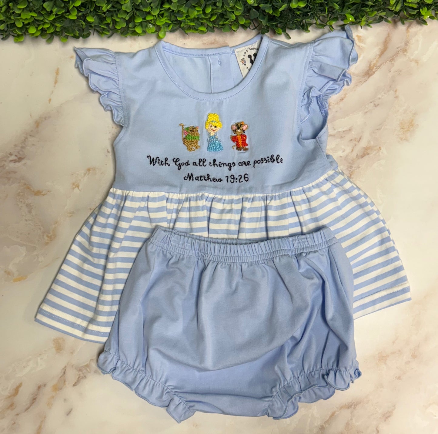 With God All Things Are Possible - French Knot Bloomer Set