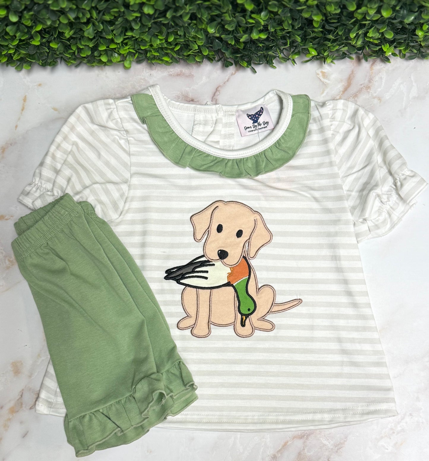 Duck and Dog Ruffle Set - appliqué