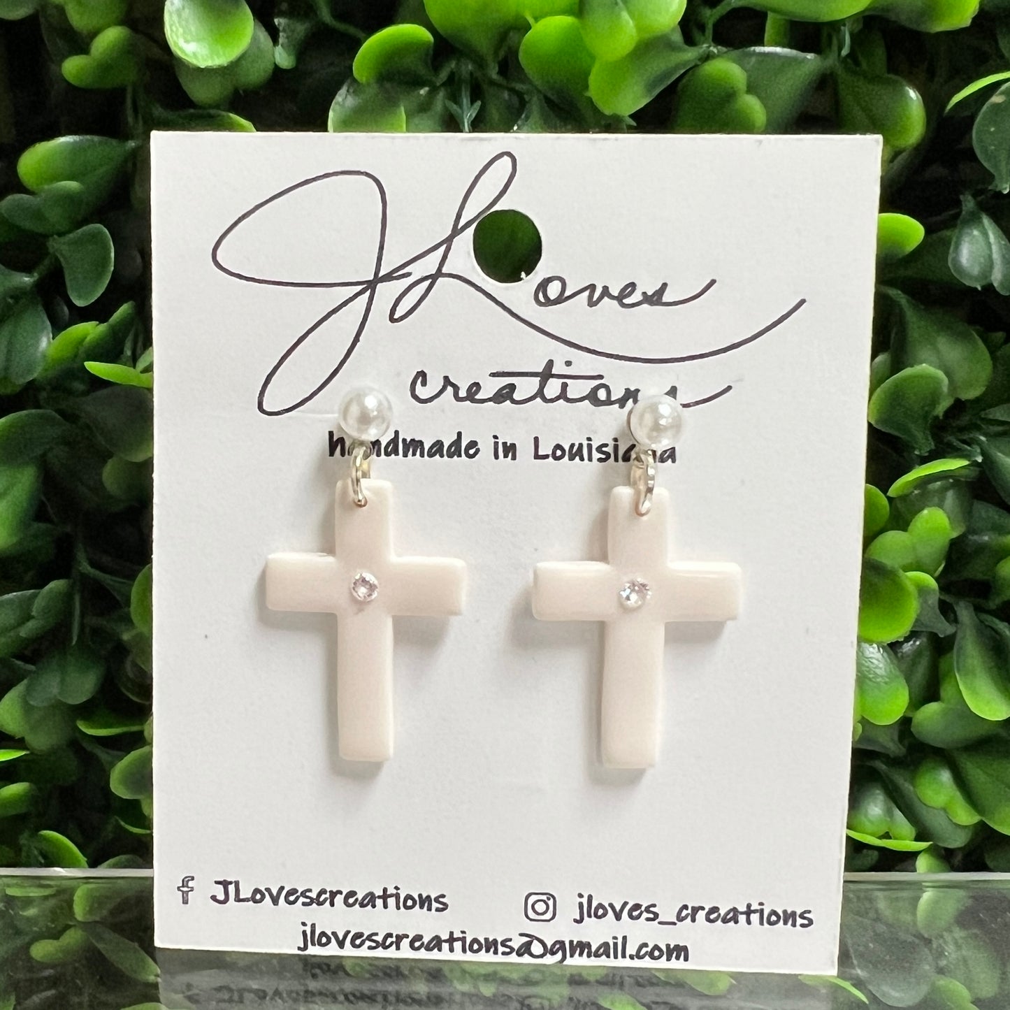 White Cross earrings