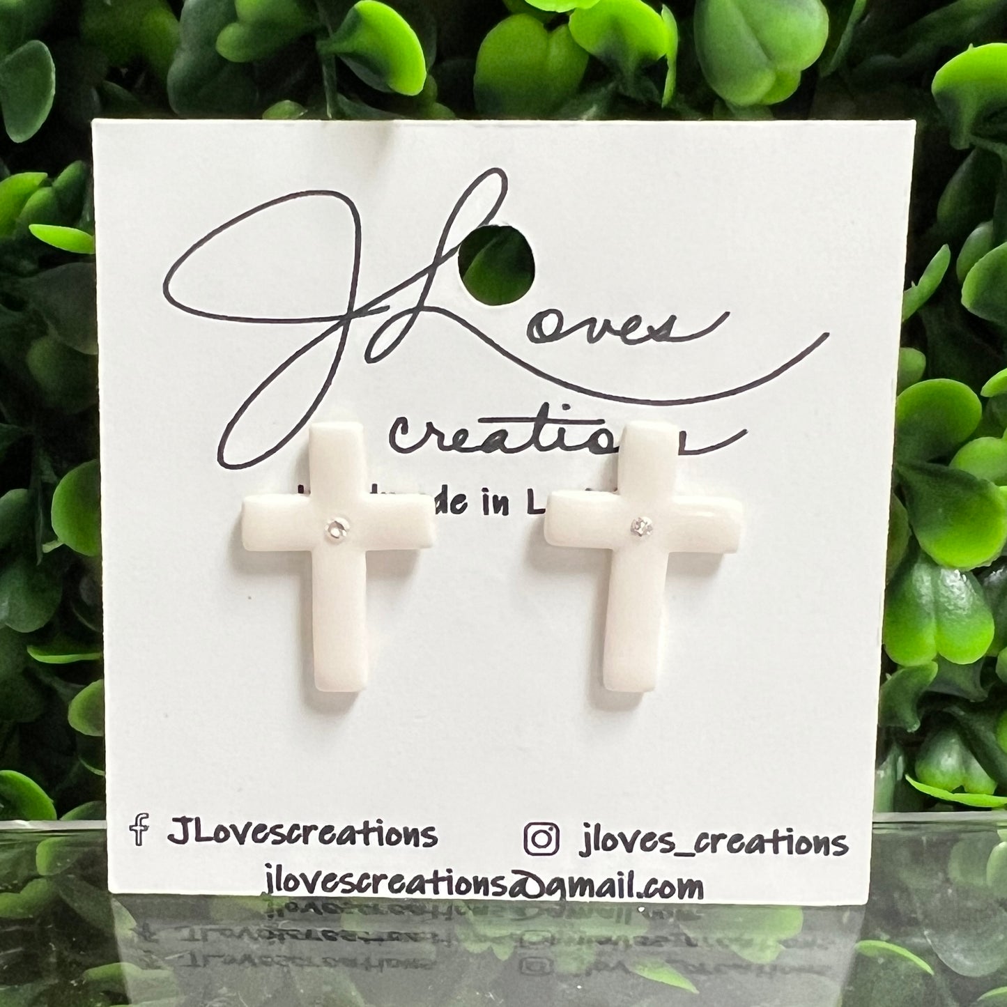 White Cross earrings