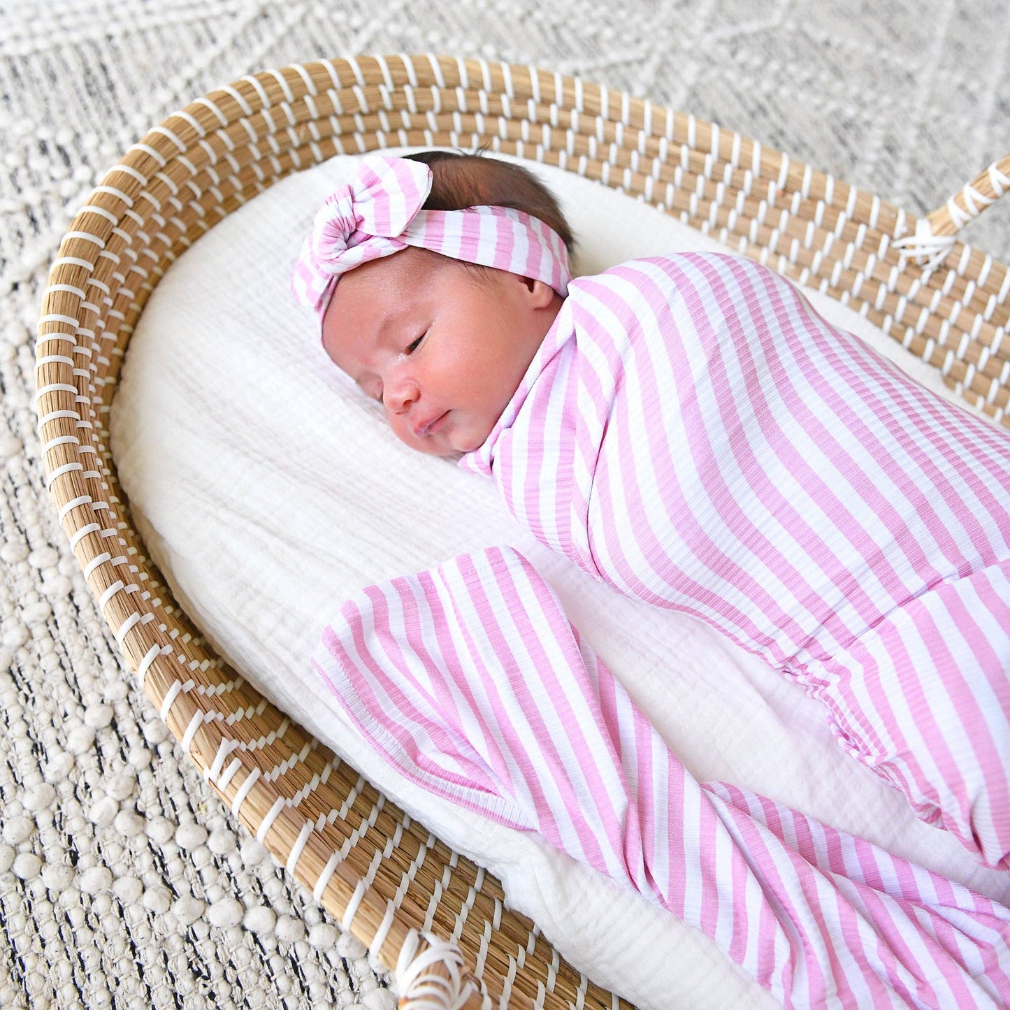 Lana Pink Ribbed SWADDLE Bamboo Blanket Coming Home Gift