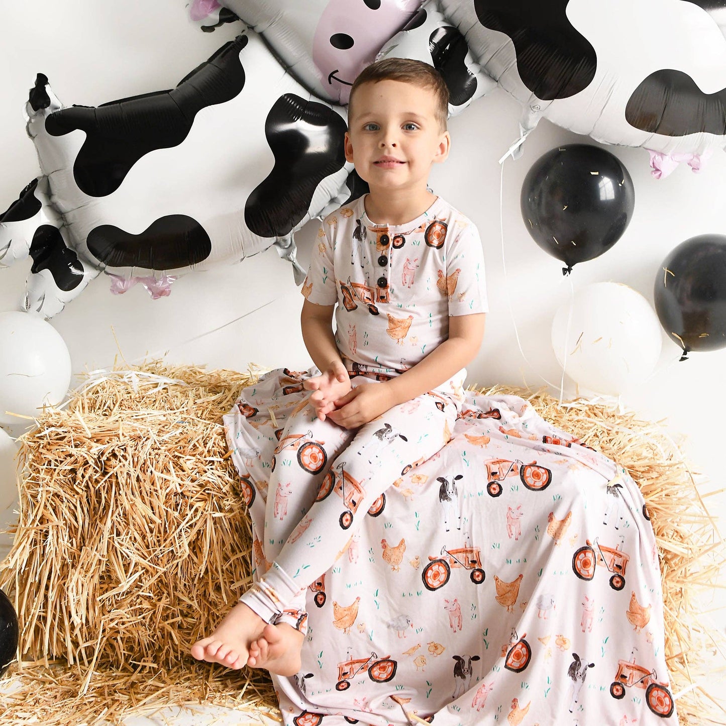 Millie Moo SWADDLE Bamboo Baby Farm Blanket Coming Home Gift