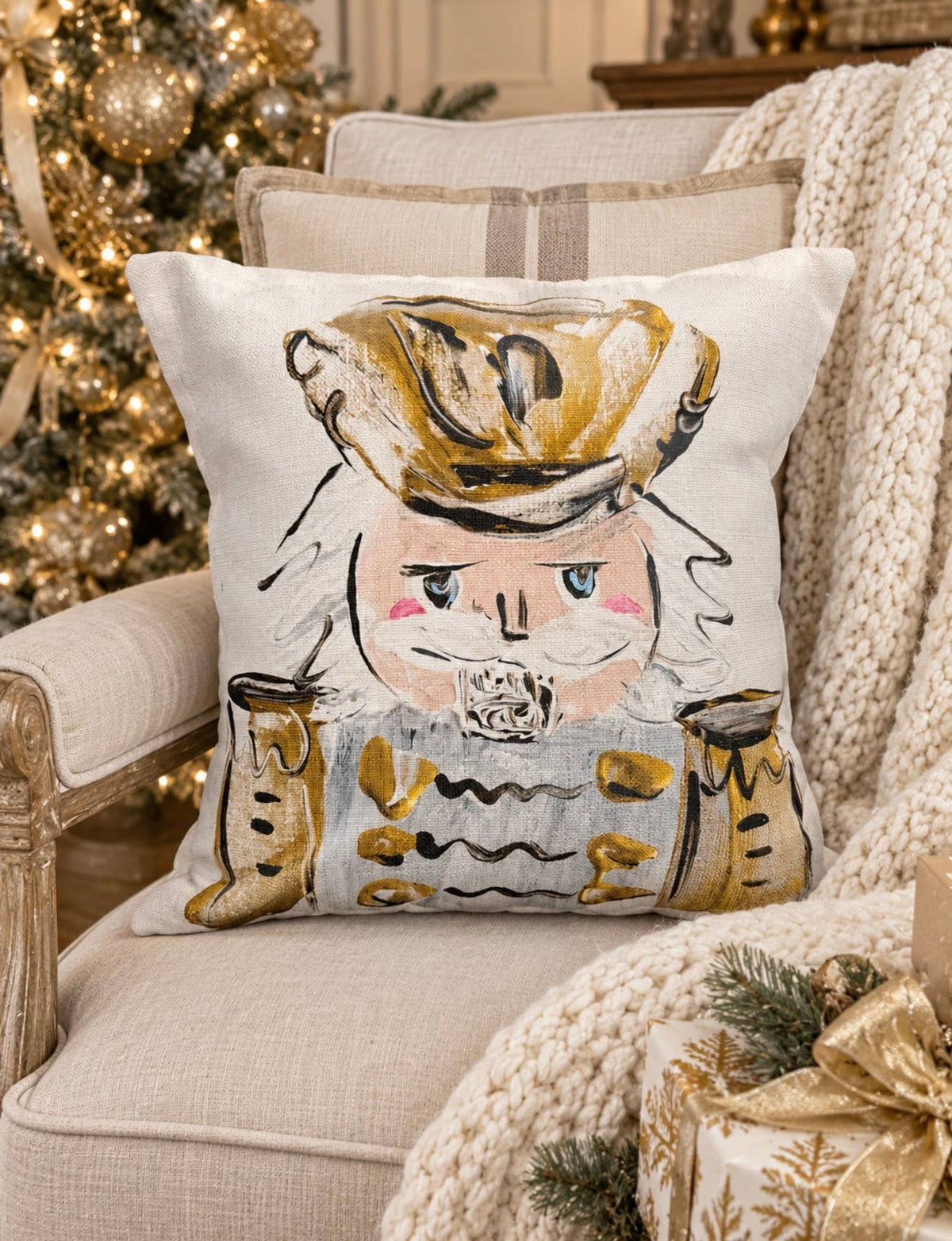 Gold Nutcracker Pillow