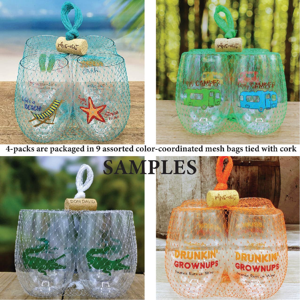 CRAWFISH Unbreakable Stemless TRITAN Plastic Wine Glasses