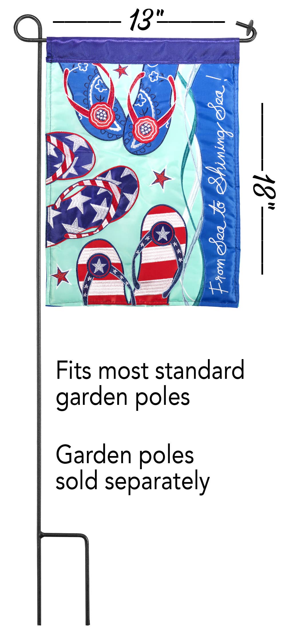4TH FLIP FLOPS FAMILY DOUBLE APPLIQUE GARDEN FLAG