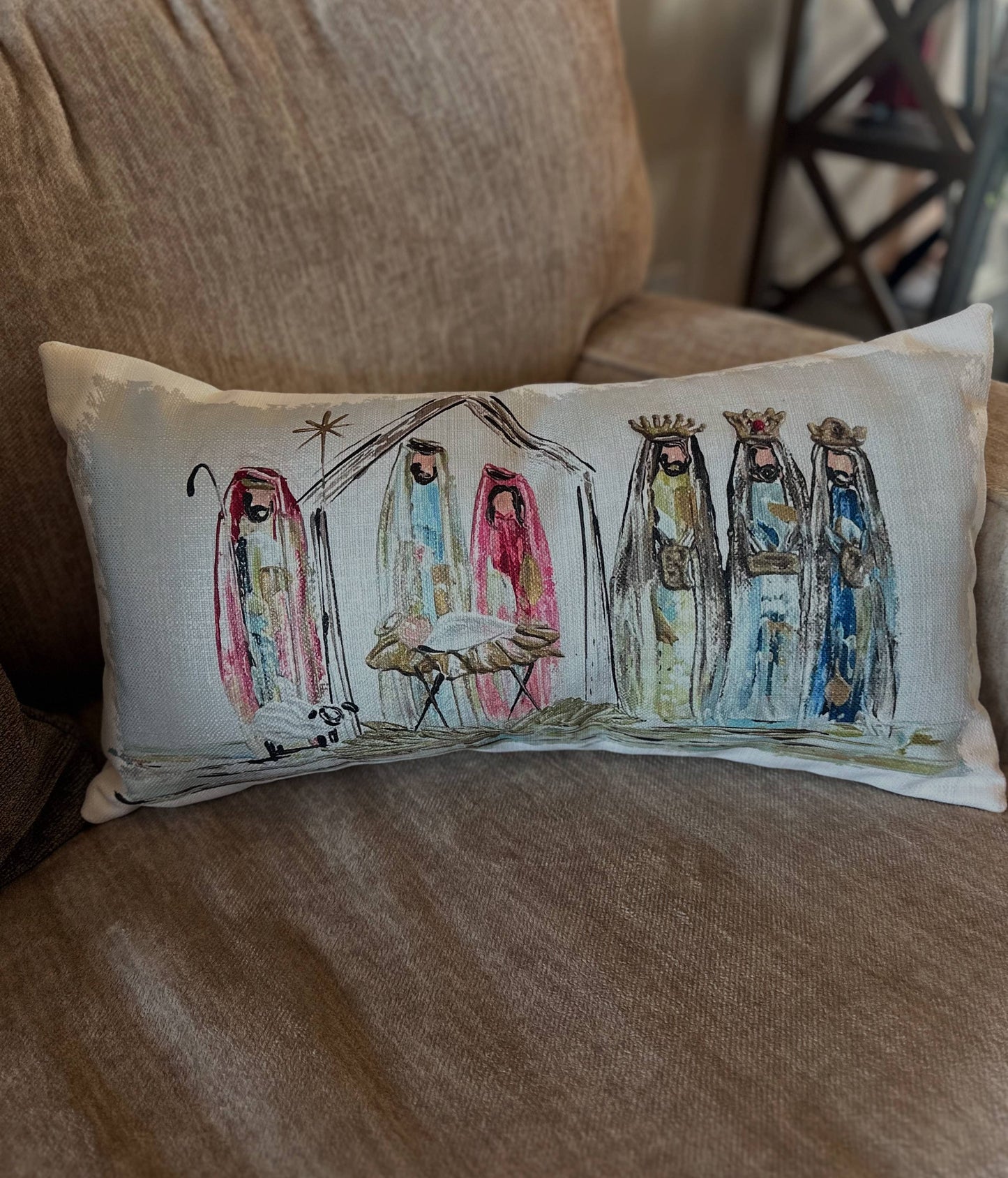 GA Colorful Nativity Lumbar
