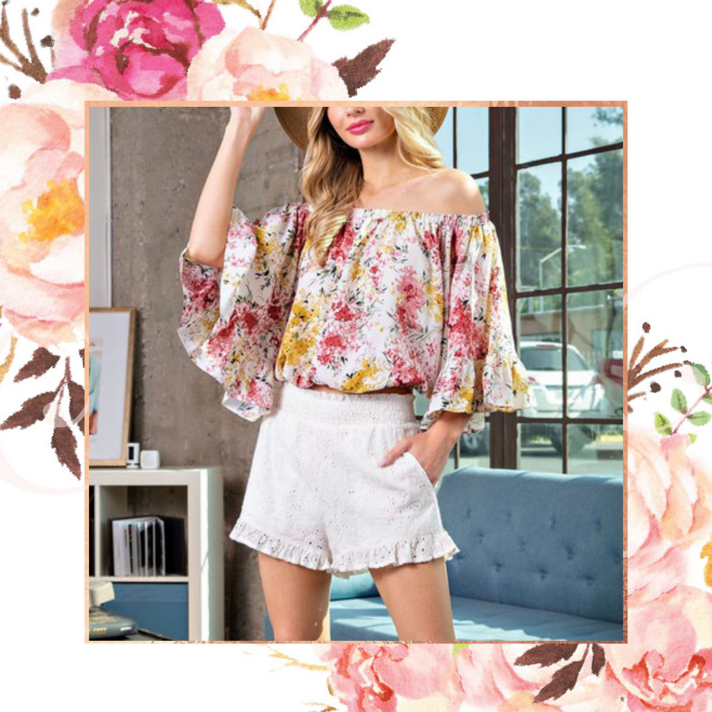 Smocked Eyelet Shorts
