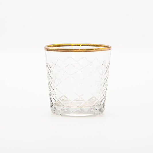 Vine Etched Glass Votive   Clear/Gold   2.5x2.75