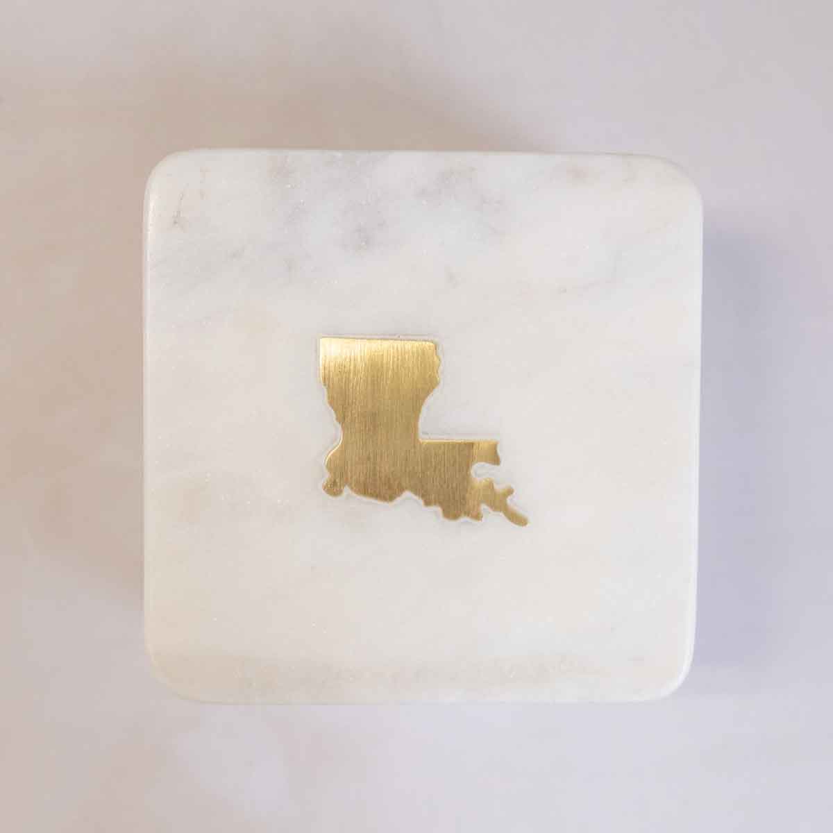 Louisiana Marble Coasters   White/Brass   4x4 Set of 4
