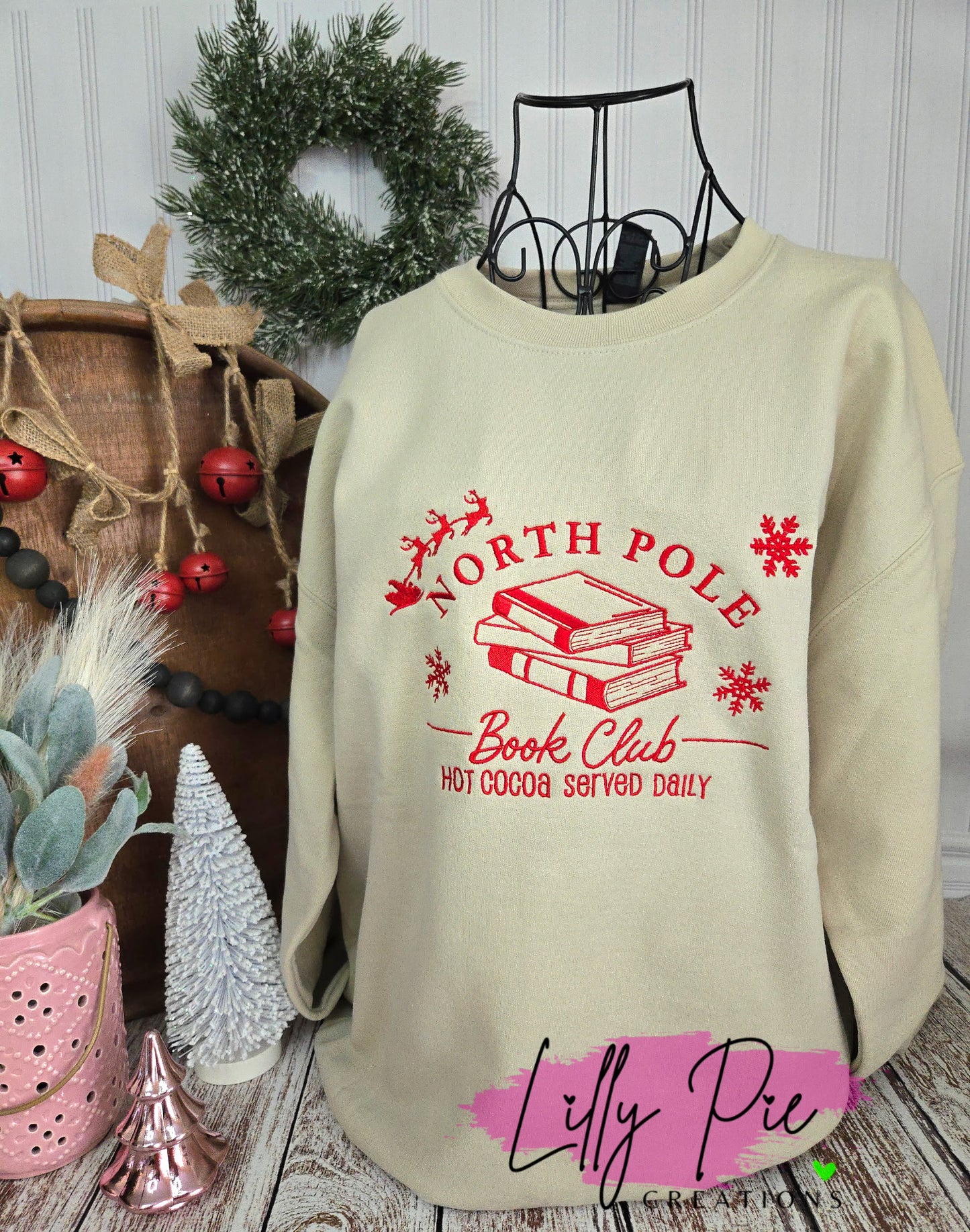 North Pole Book Club - Embroidered Christmas Sweatshirt