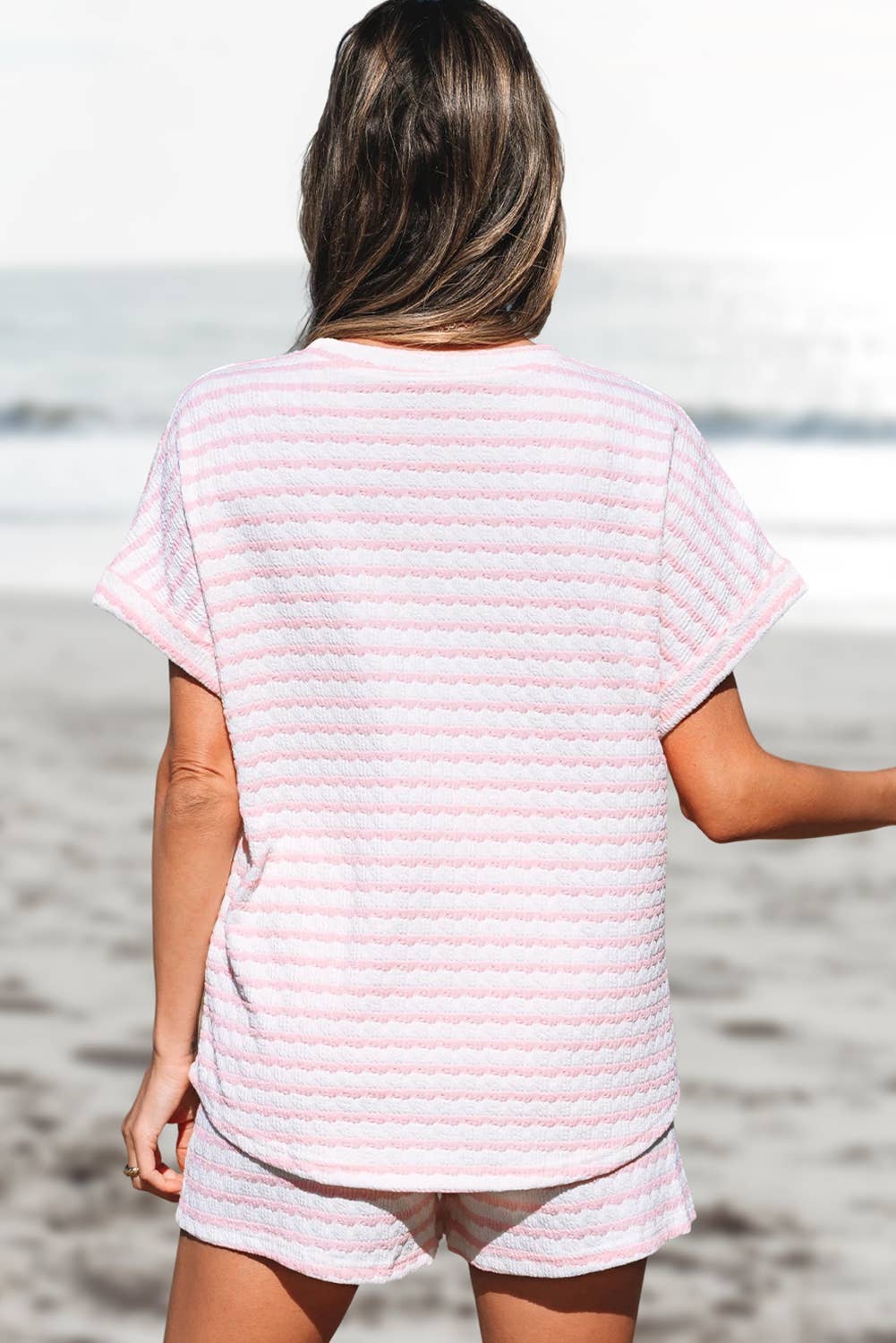 Stripe Knitted Top and Drawstring Shorts Set | S-XL