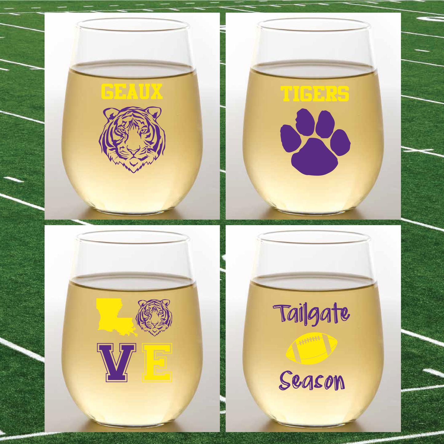 LSU-INSPIRED Unbreakable Tritan Plastic Wine Tumblers