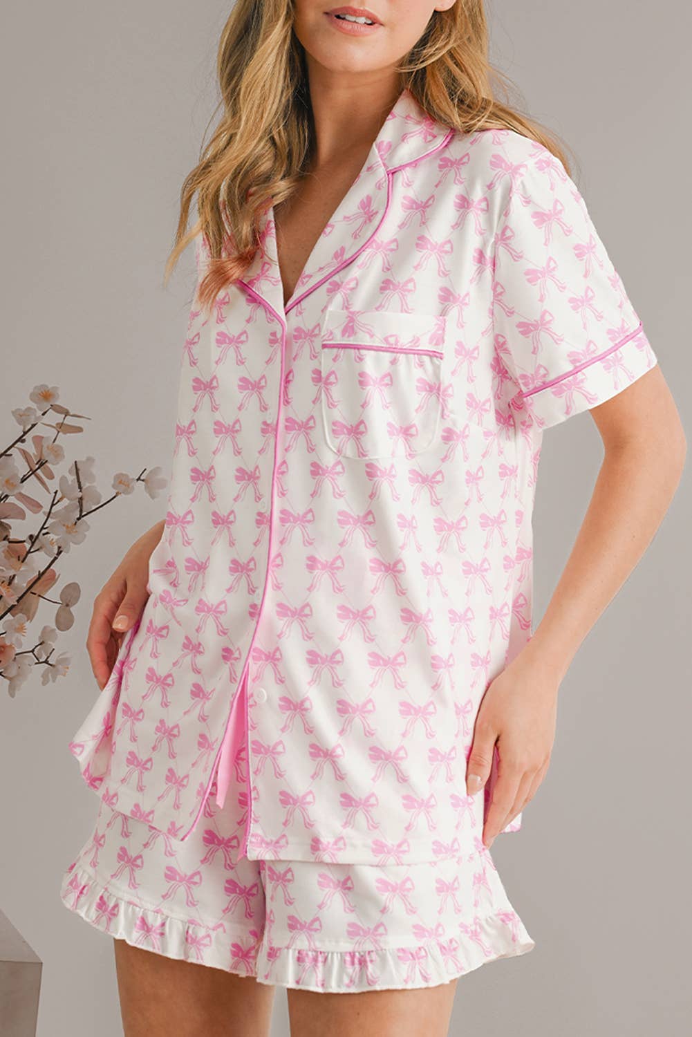 Bow Print Cute Knot Shirts & Shorts Set | S-XL