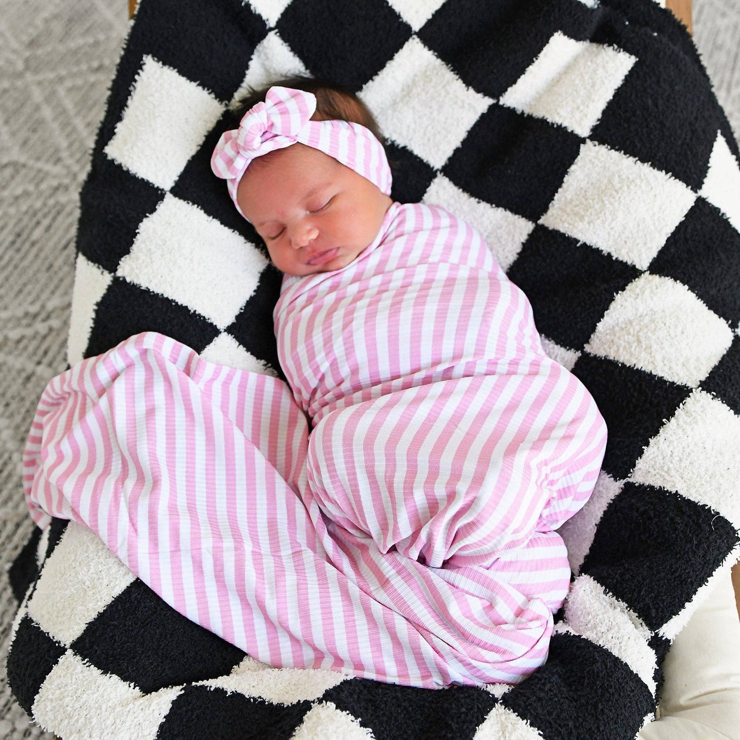 Lana Pink Ribbed SWADDLE Bamboo Blanket Coming Home Gift
