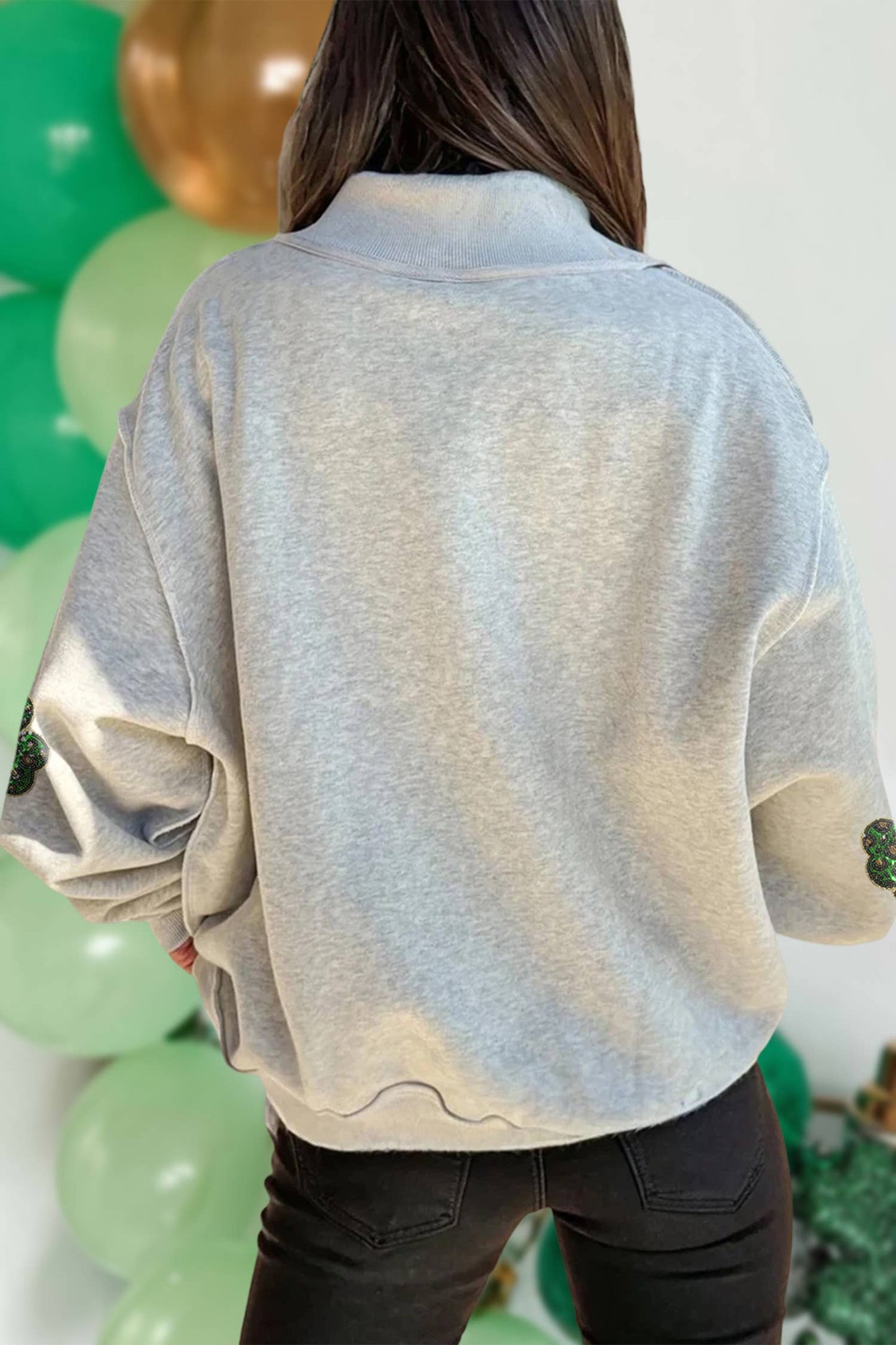 Leopard Clover St. Patrick Mock Neck Sweatshirt | S-XL