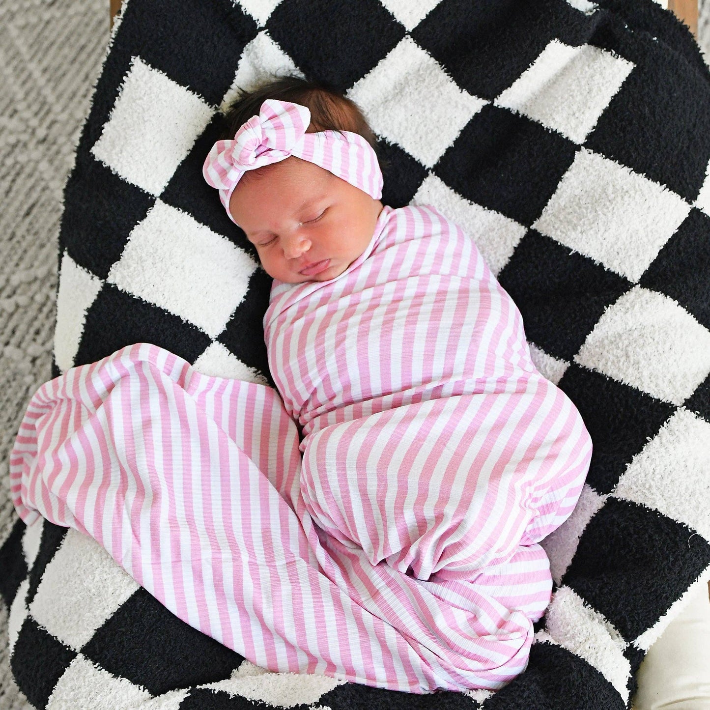 Lana Pink Ribbed SWADDLE Bamboo Blanket Coming Home Gift