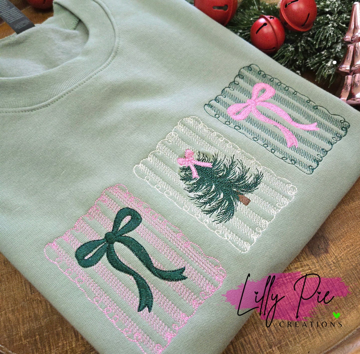 Christmas Stamps Embroidered Sweatshirt