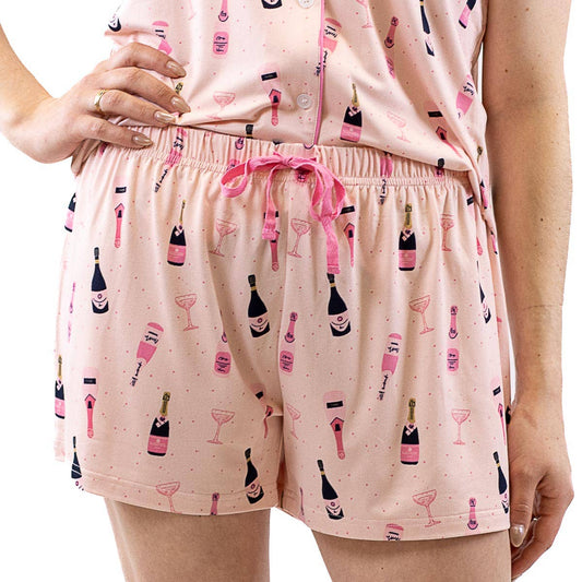 Champagne Bubbles Sleep Shorts   Pink/Navy   -Asst.
