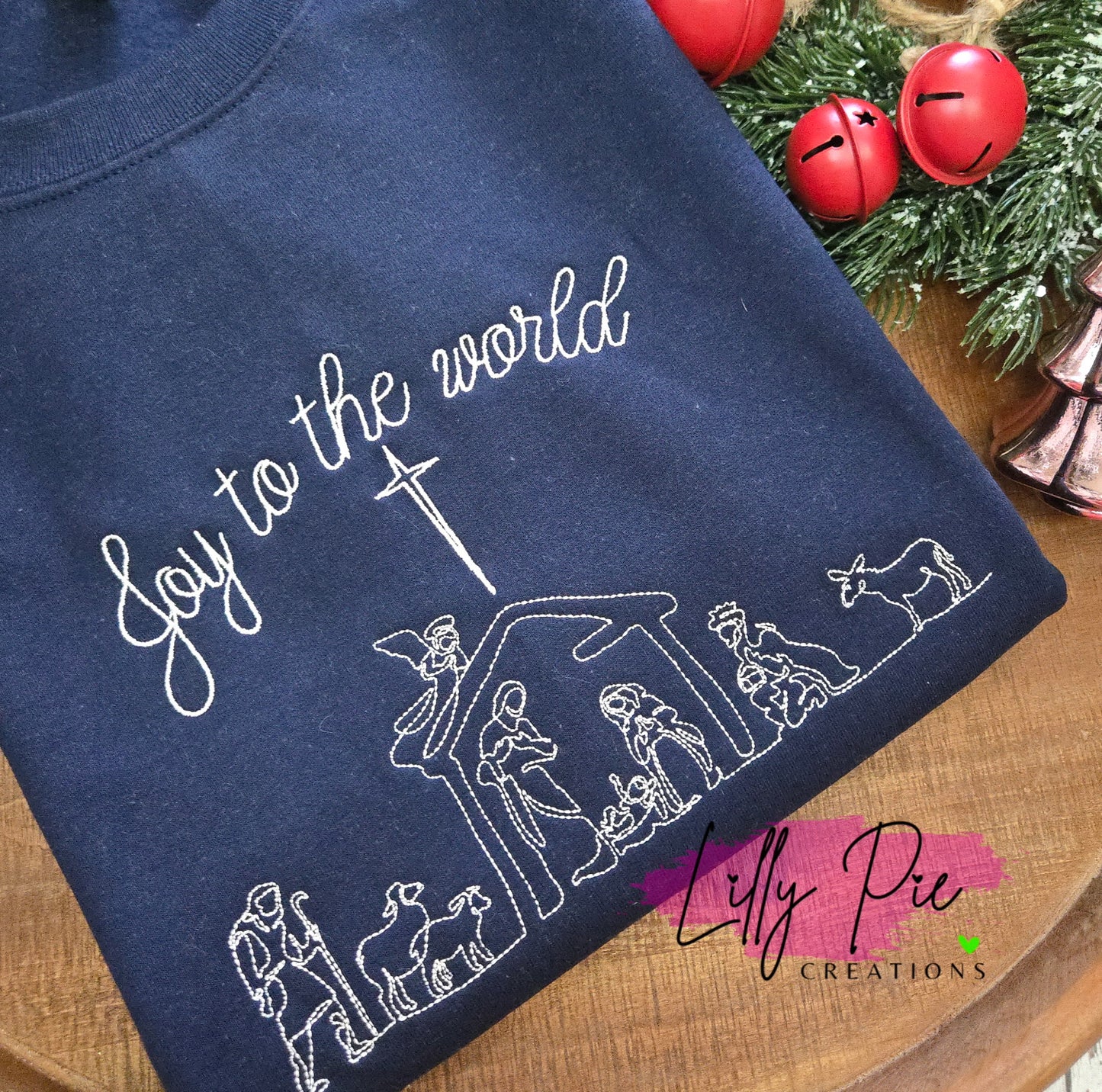 Joy to the World Embroidered Nativity Sweatshirt