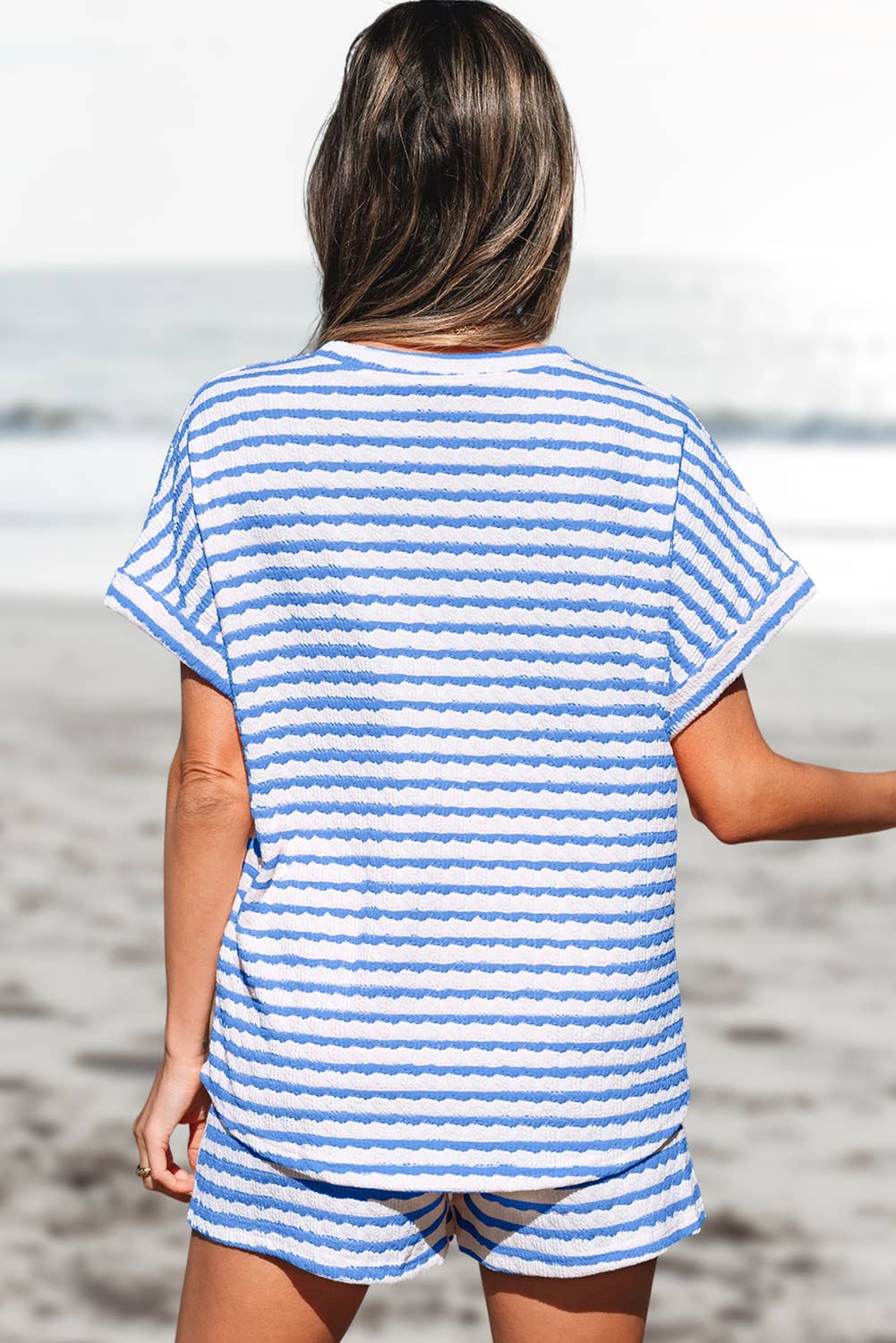 Stripe Knitted Top and Drawstring Shorts Set | S-XL