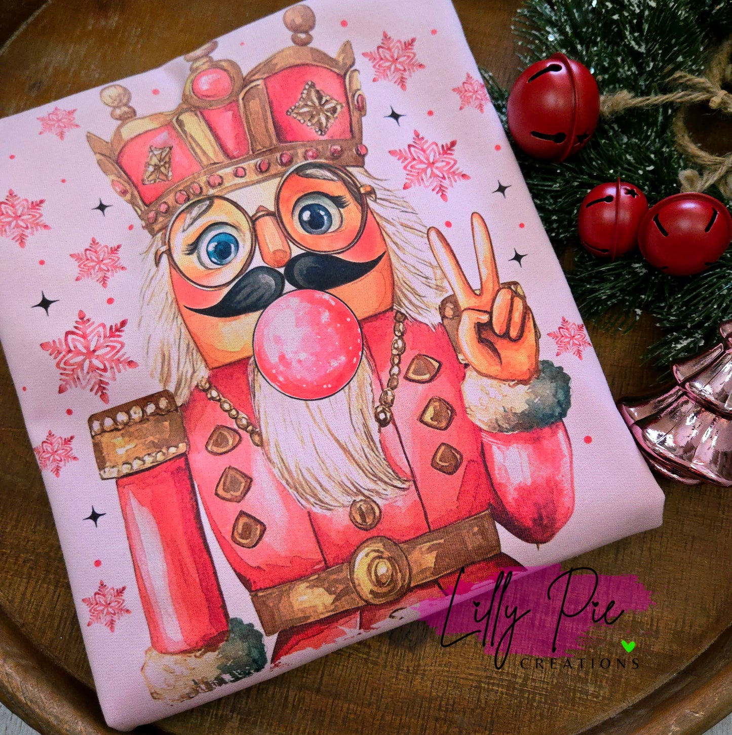 Bubblegum Nutcracker Sublimated Christmas Sweatshirt - White & Light Pink Available