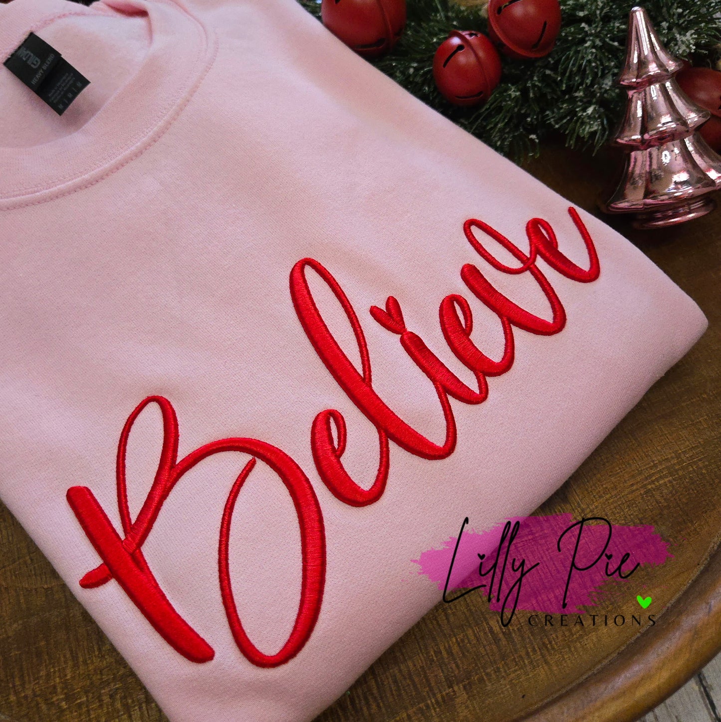 Believe Puff Embroidered Christmas Sweatshirt